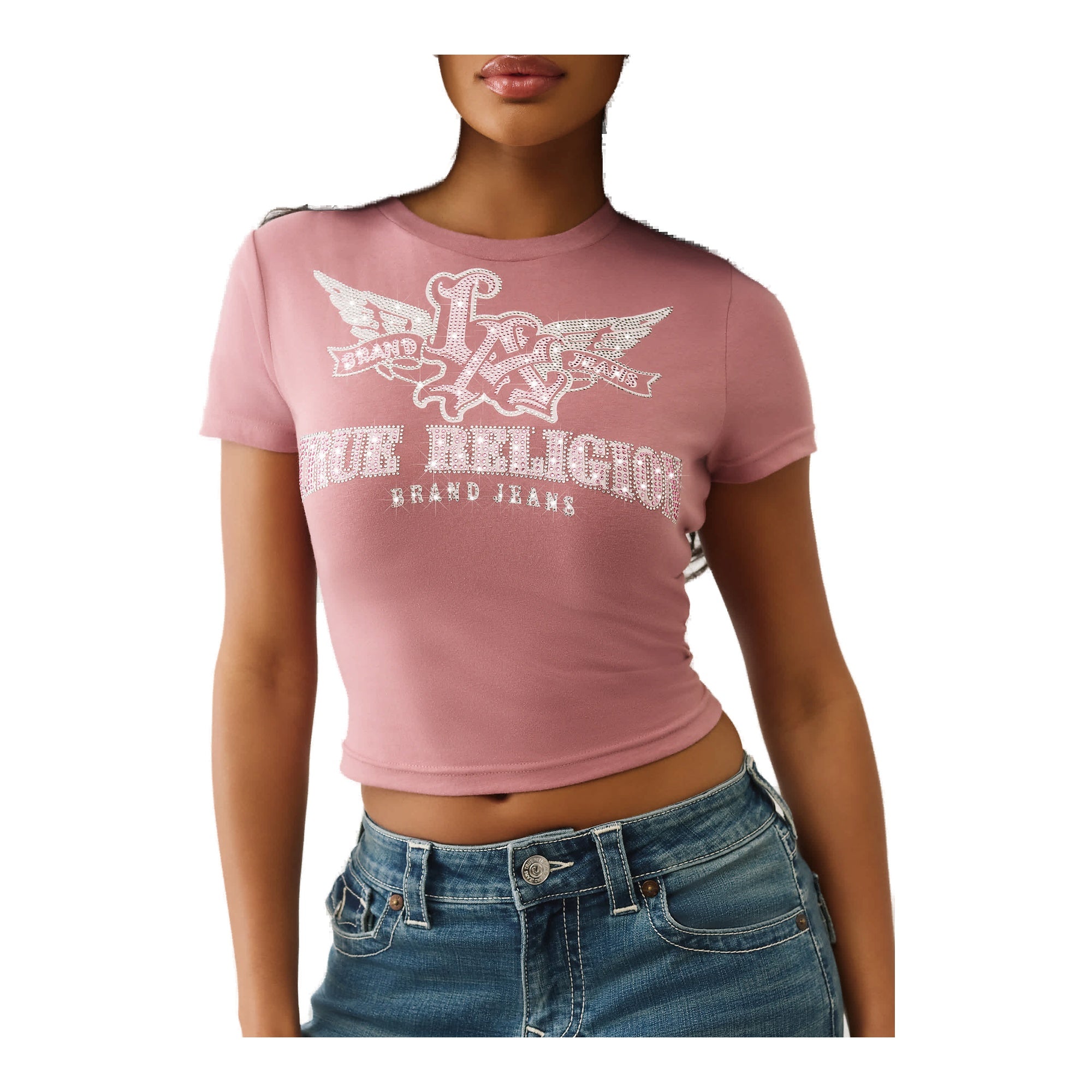 True Religion Wing Crystal Baby Tee - Graphic Print