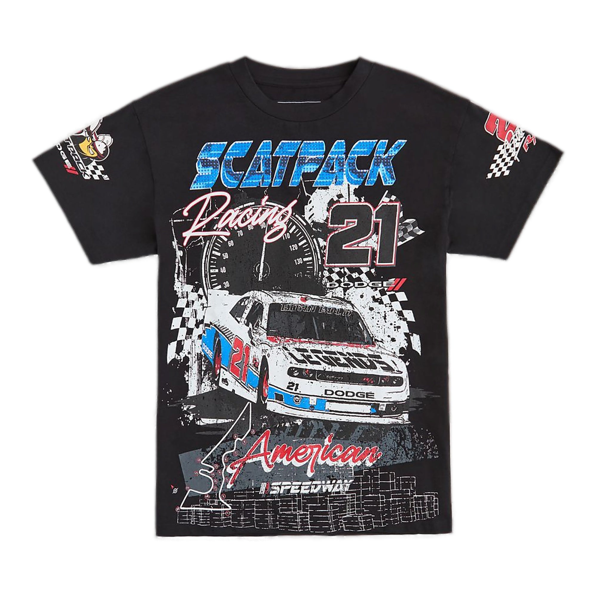 Reason "Dodge Scatpack Rhinestone" T-Shirt - Black