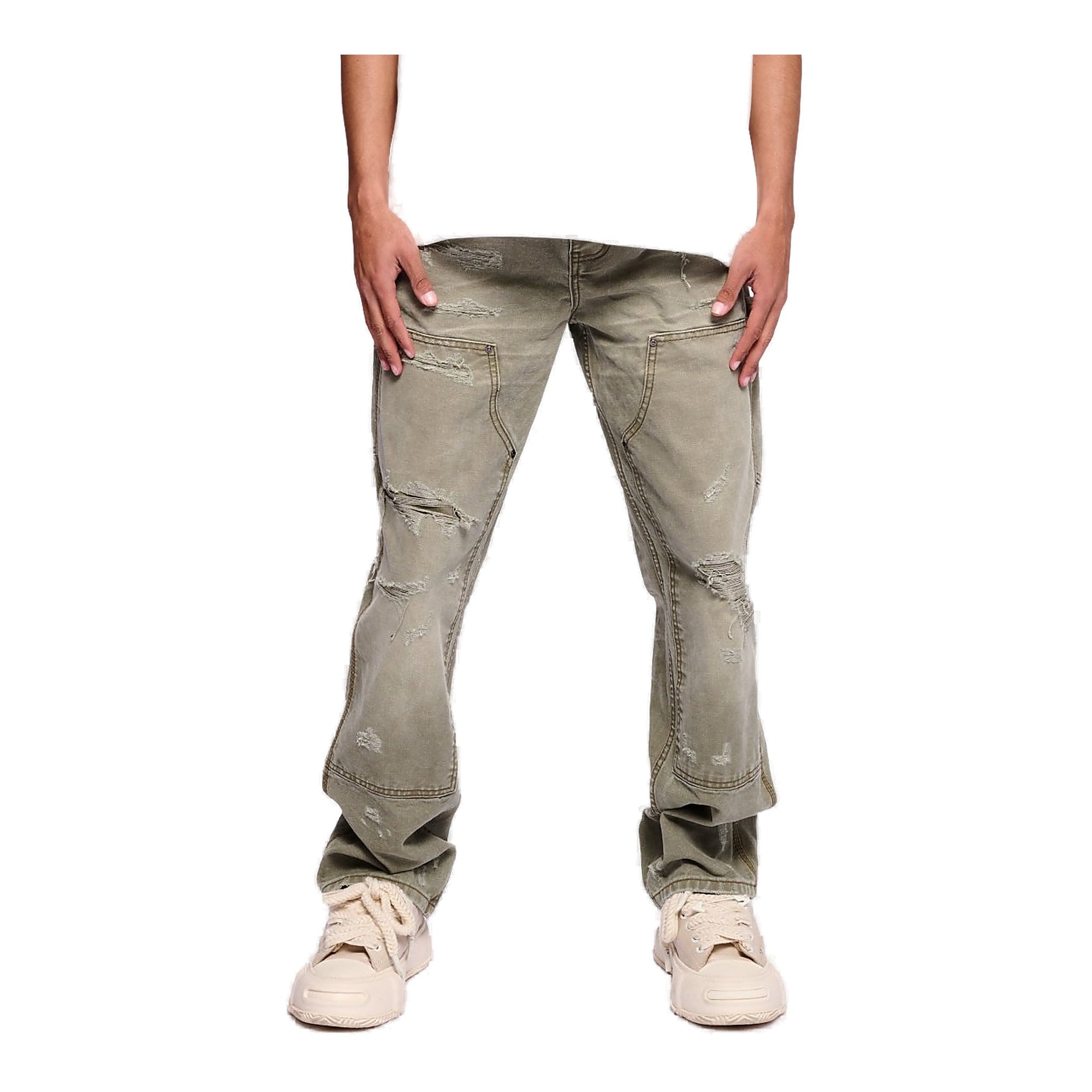 Valabasas Booker Canvas Green Straight Pants - Olive Green