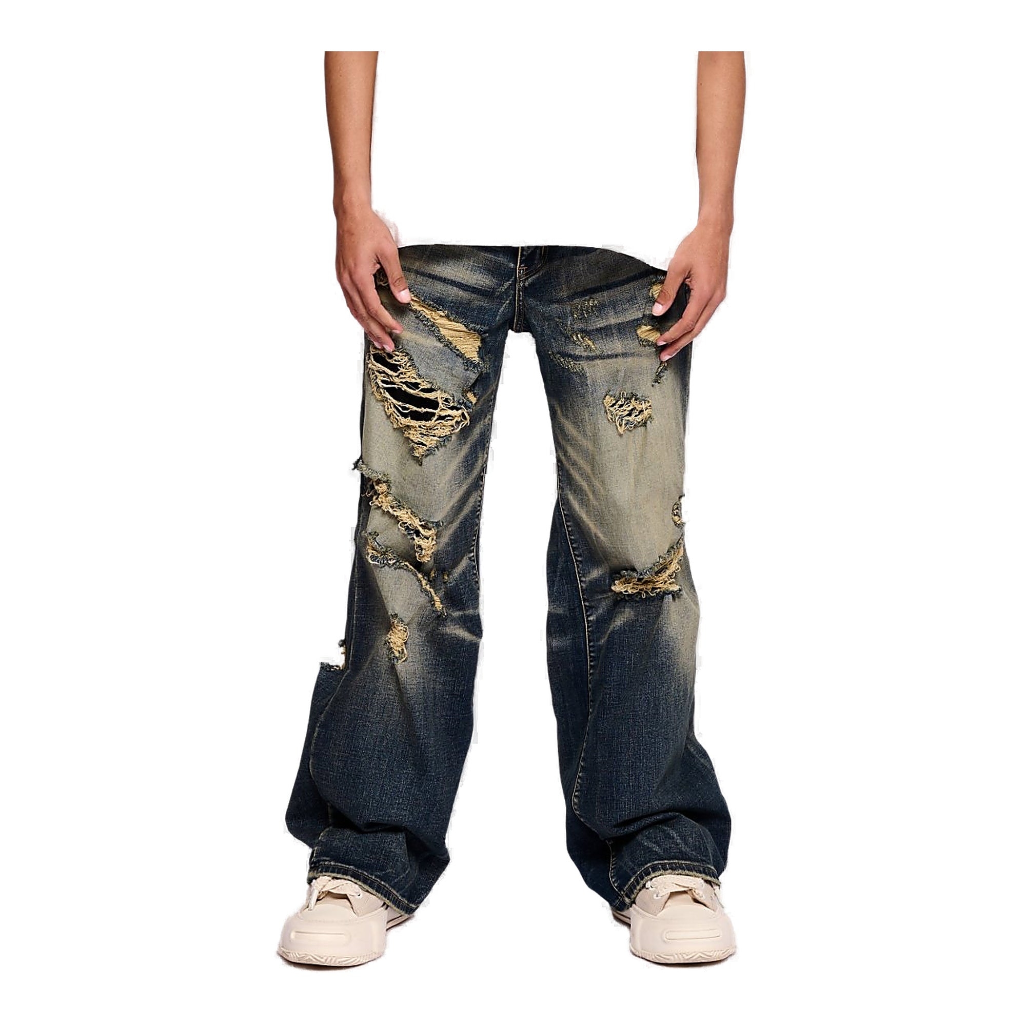 Valabasas Streak Baggy Jeans - Distressed