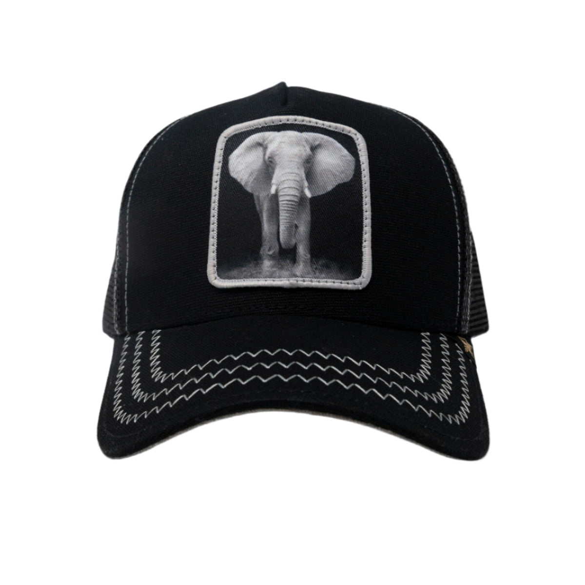 Gold Star Elephant Trucker Hat - Black