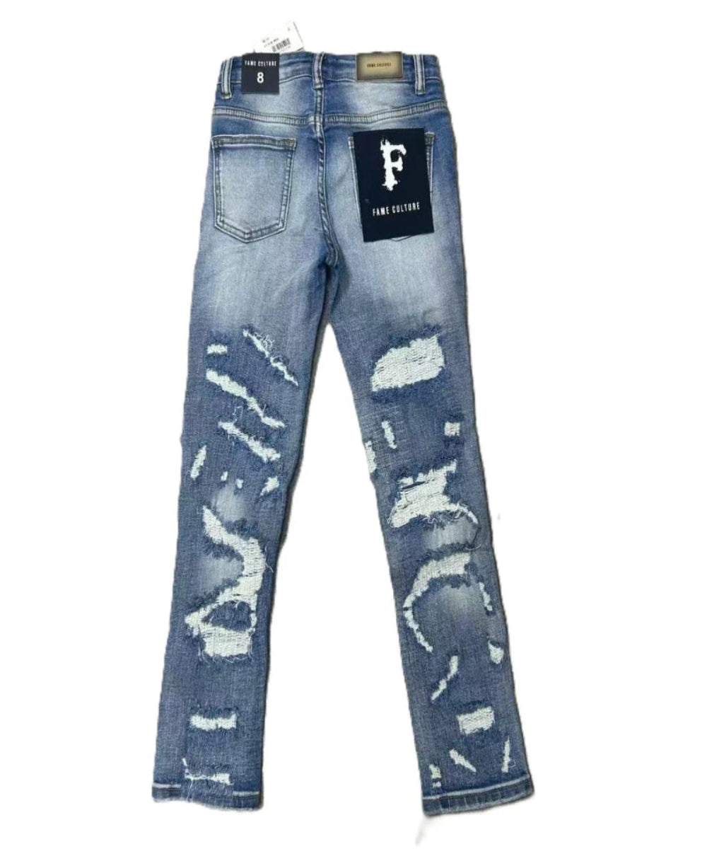 Fame Culture Legacy Skinny Jean Kids - Distressed Blue