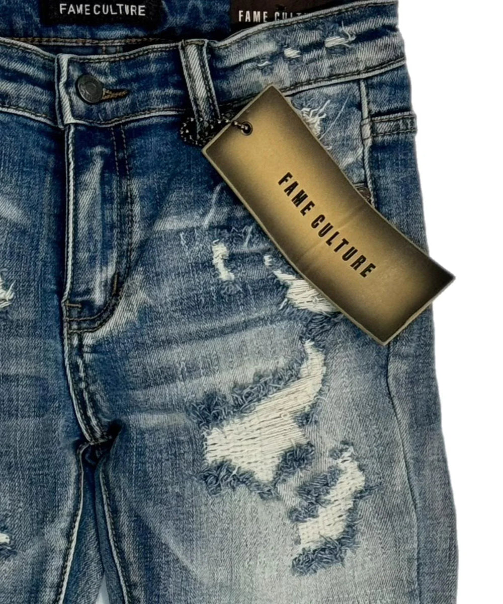 Fame Culture Legacy Skinny Jean Kids - Distressed Blue
