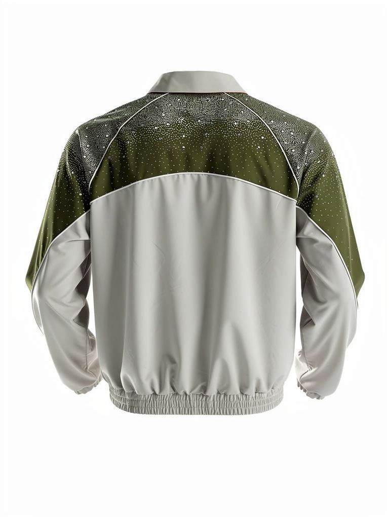 Kindred Rhinestone Nylon Zip-Up Track Jacket - Patterned Shoulders