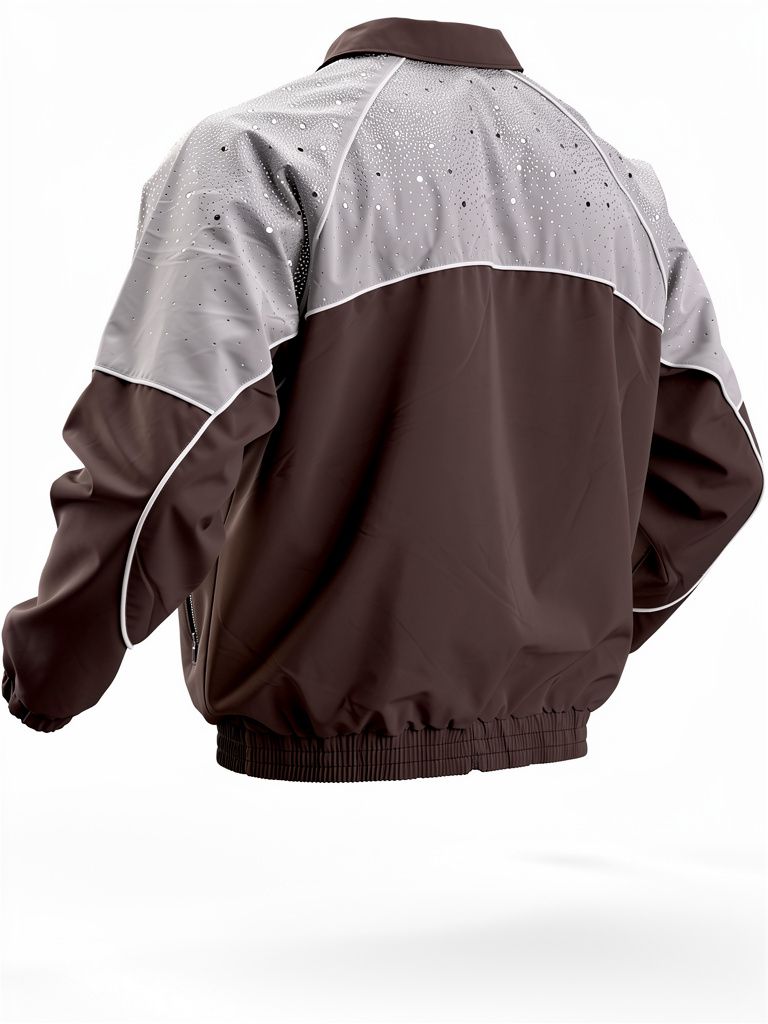 Kindred Rhinestone Nylon Zip-Up Track Jacket - Patterned Shoulders