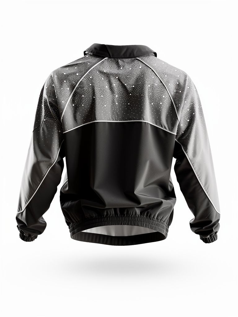Kindred Rhinestone Nylon Zip-Up Track Jacket - Patterned Shoulders