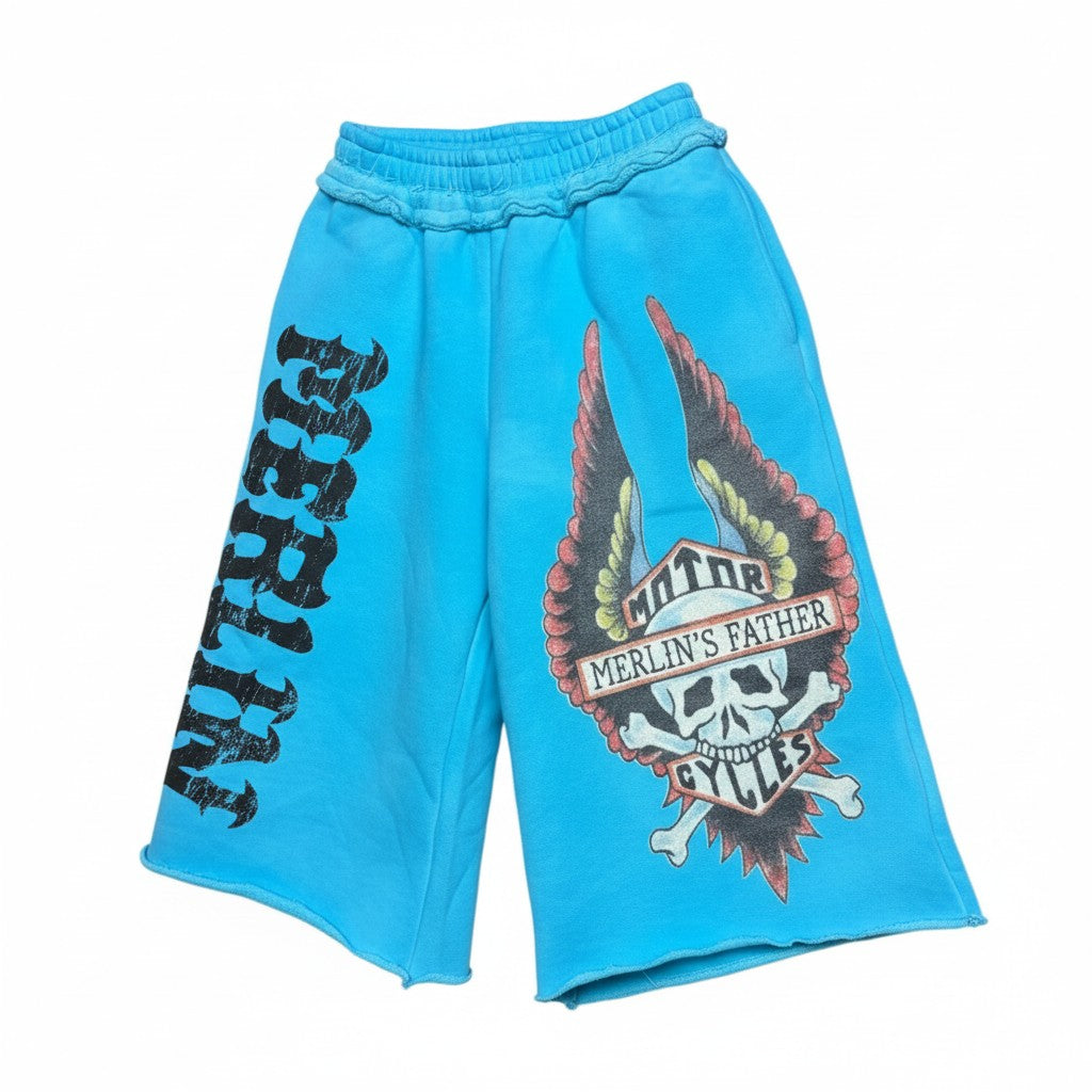 Merlin's Father - Merlin Moto Shorts – Ocean Blue