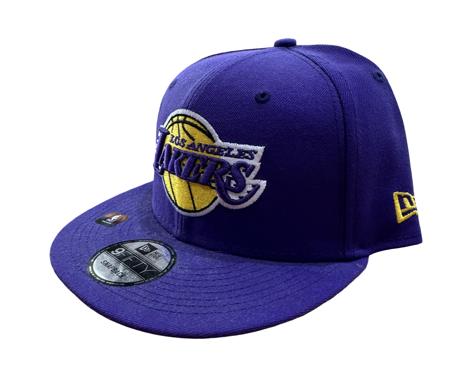 New Era Lakers Logo Snapback Hat - Flat Brim