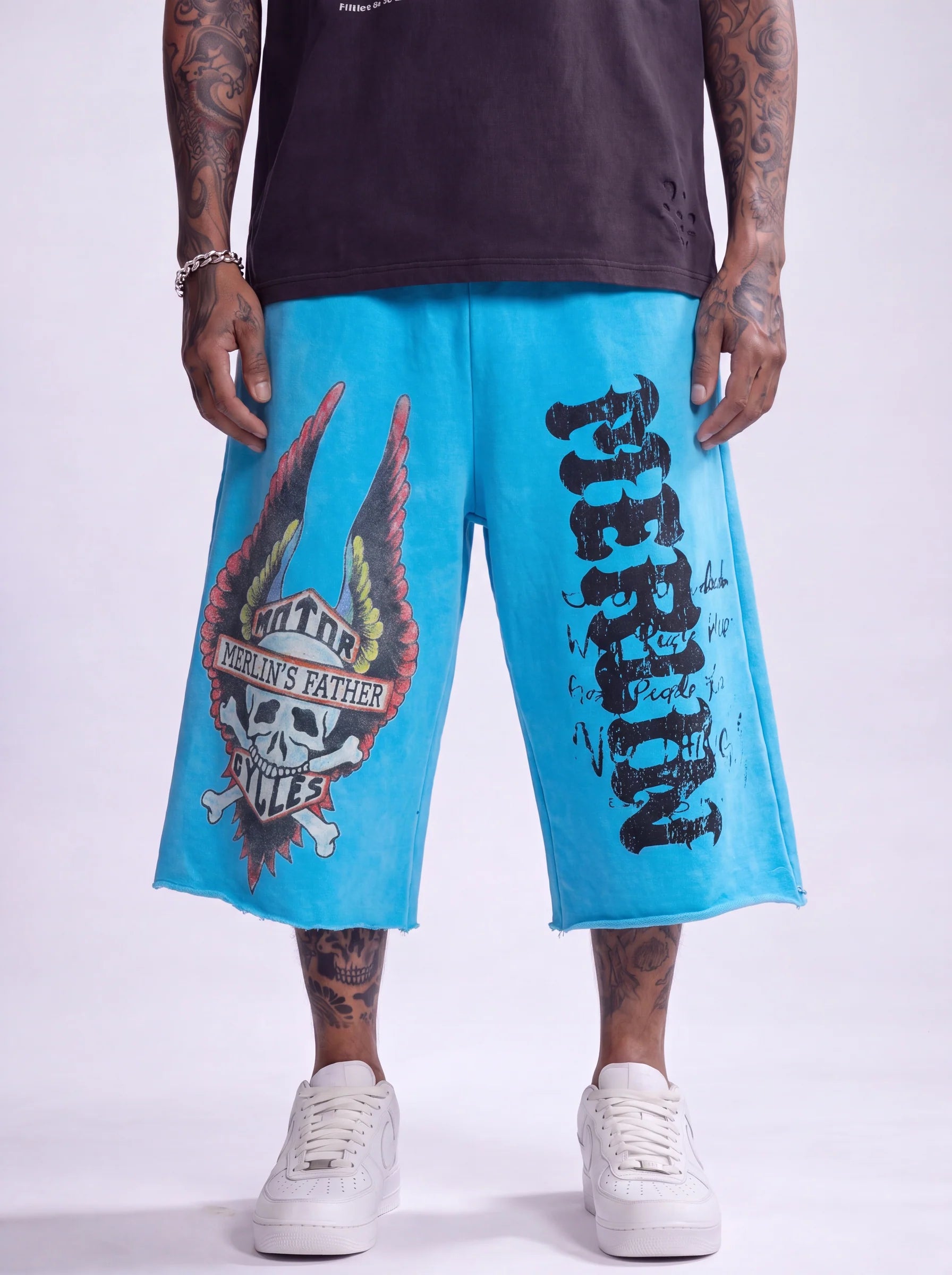 Merlin's Father - Merlin Moto Shorts – Ocean Blue