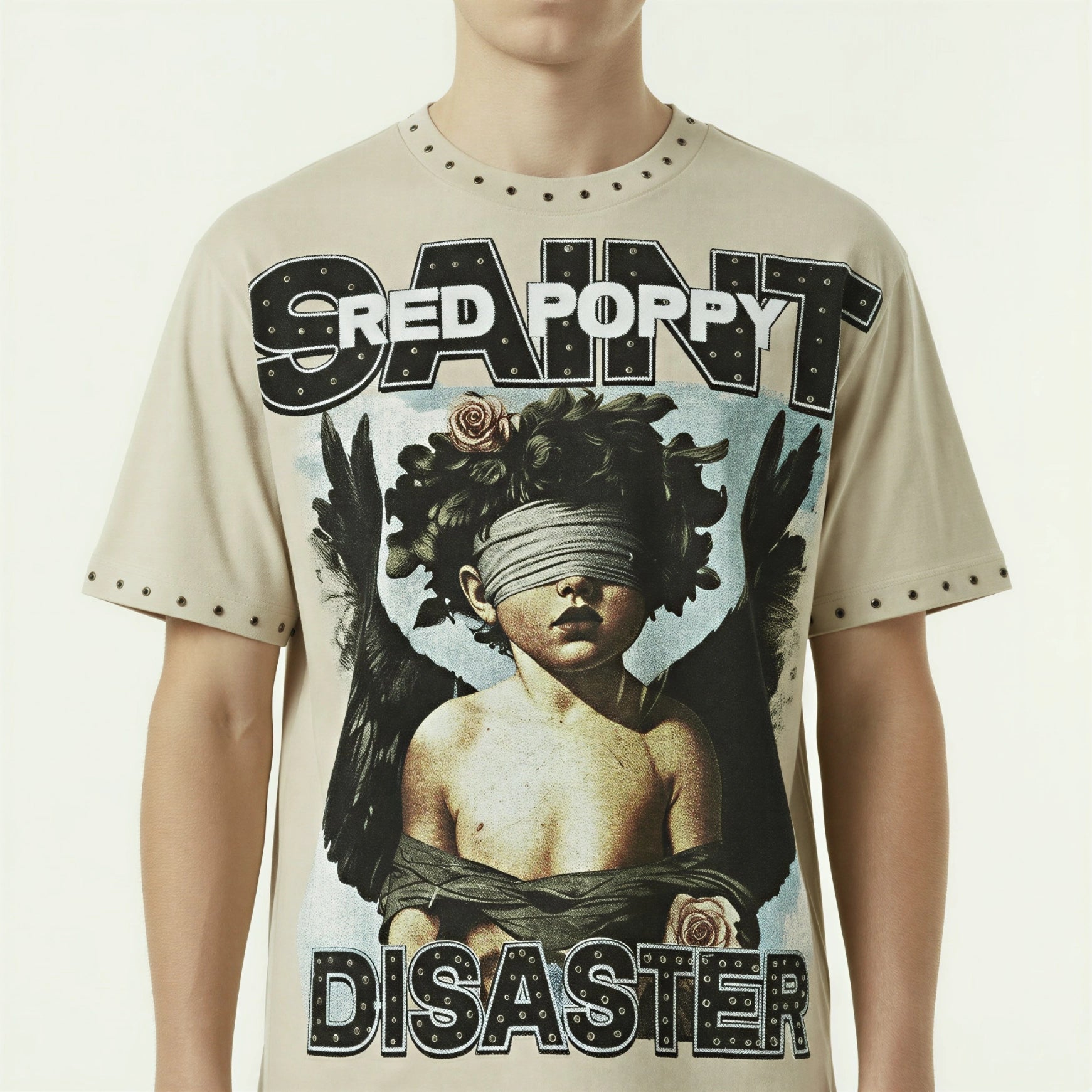 Red Poppy T-Shirt - Beige