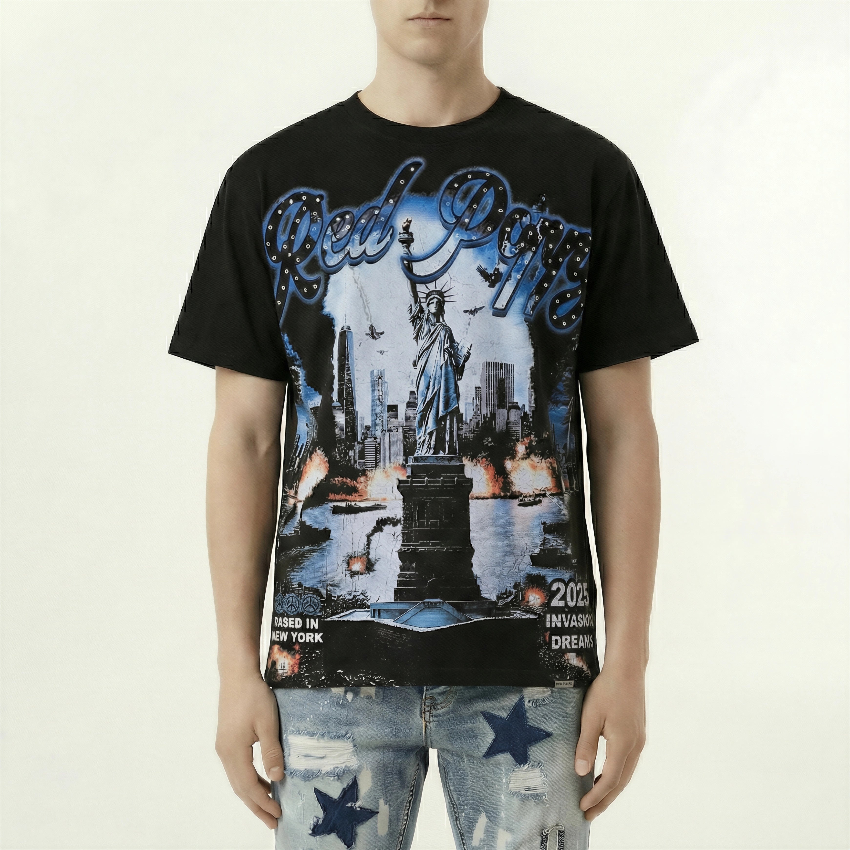 Red Poppy T-Shirt - Black