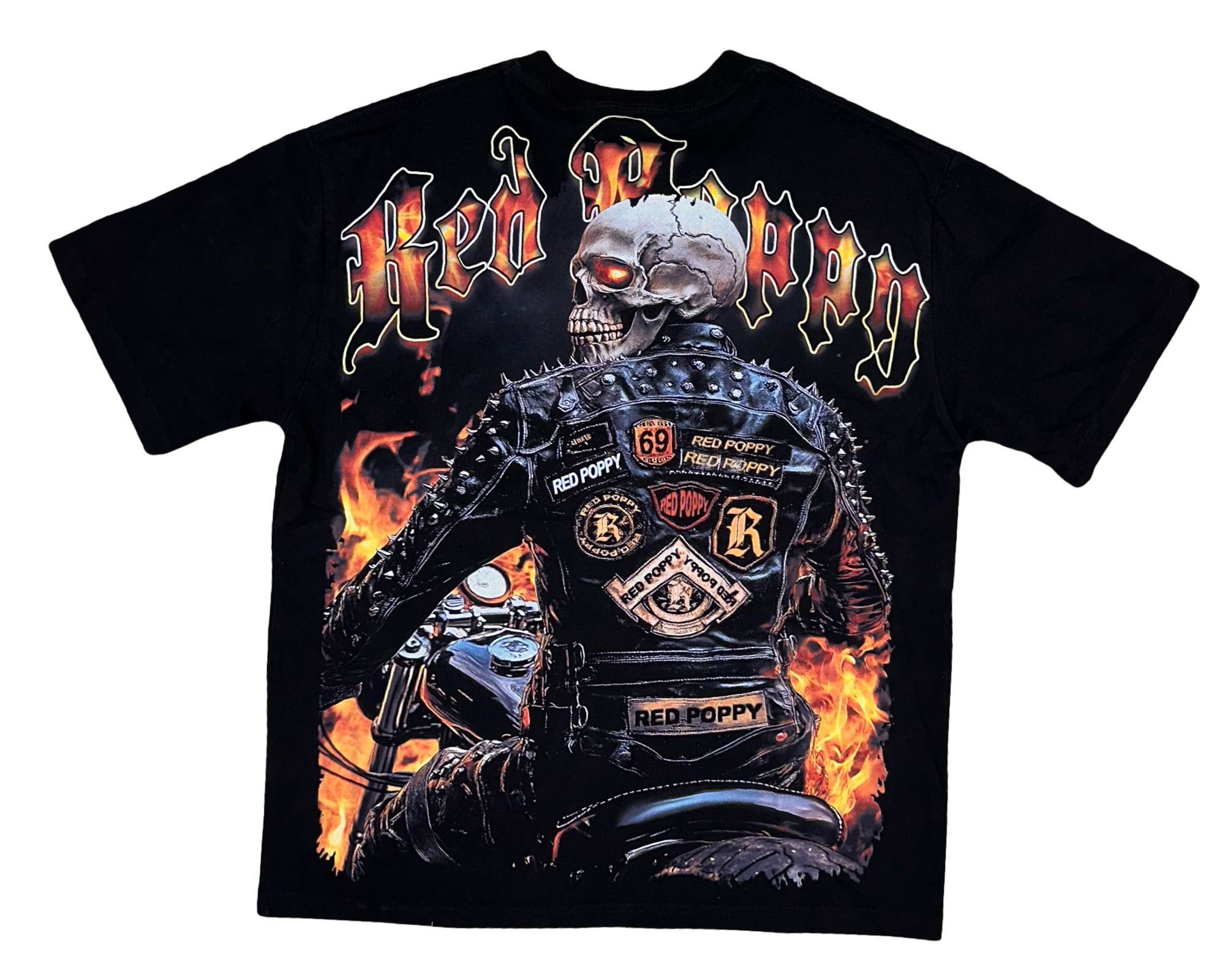 Red Poppy Men's Black T-Shirt