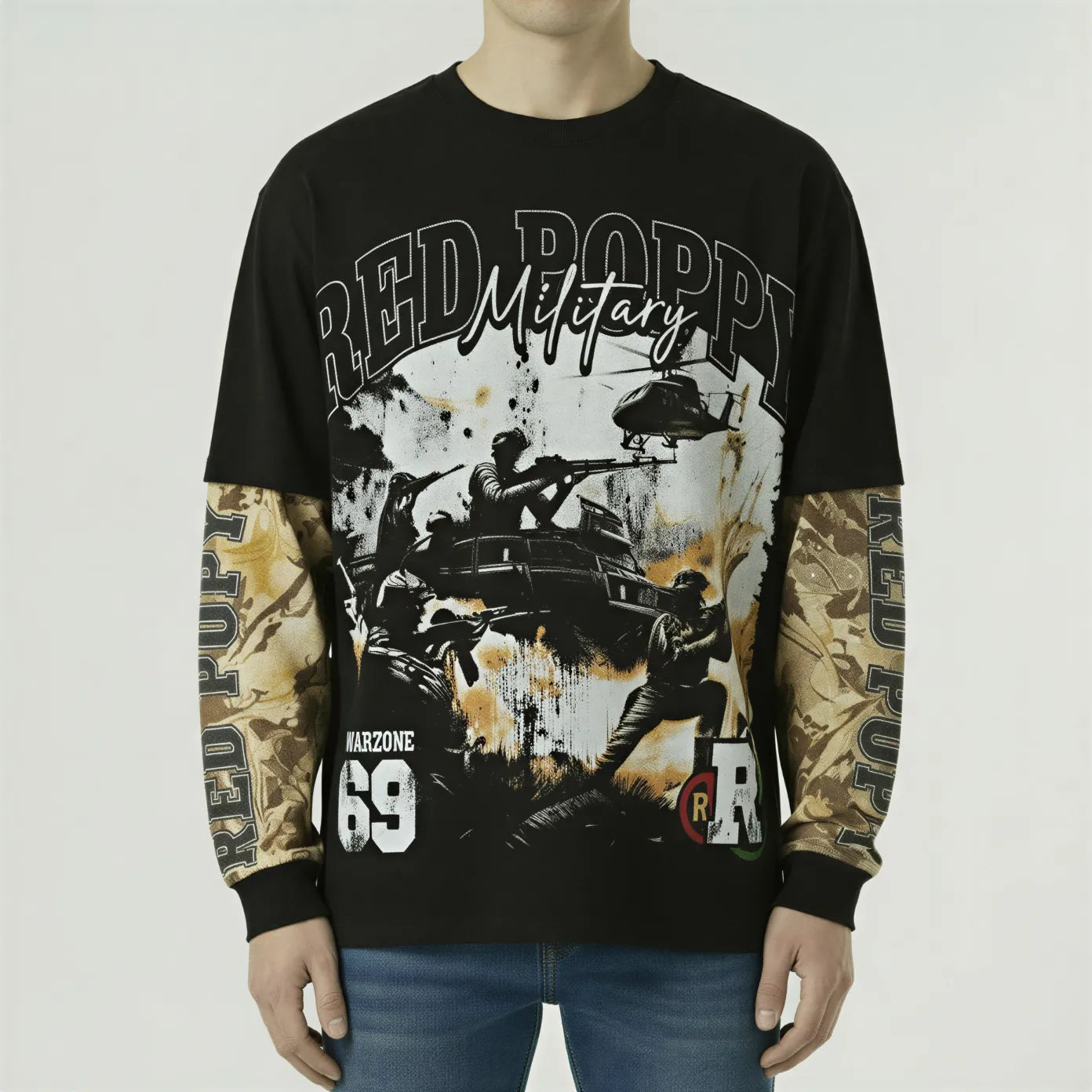 Red Poppy Rp-29 Double Layer T-Shirt - Black