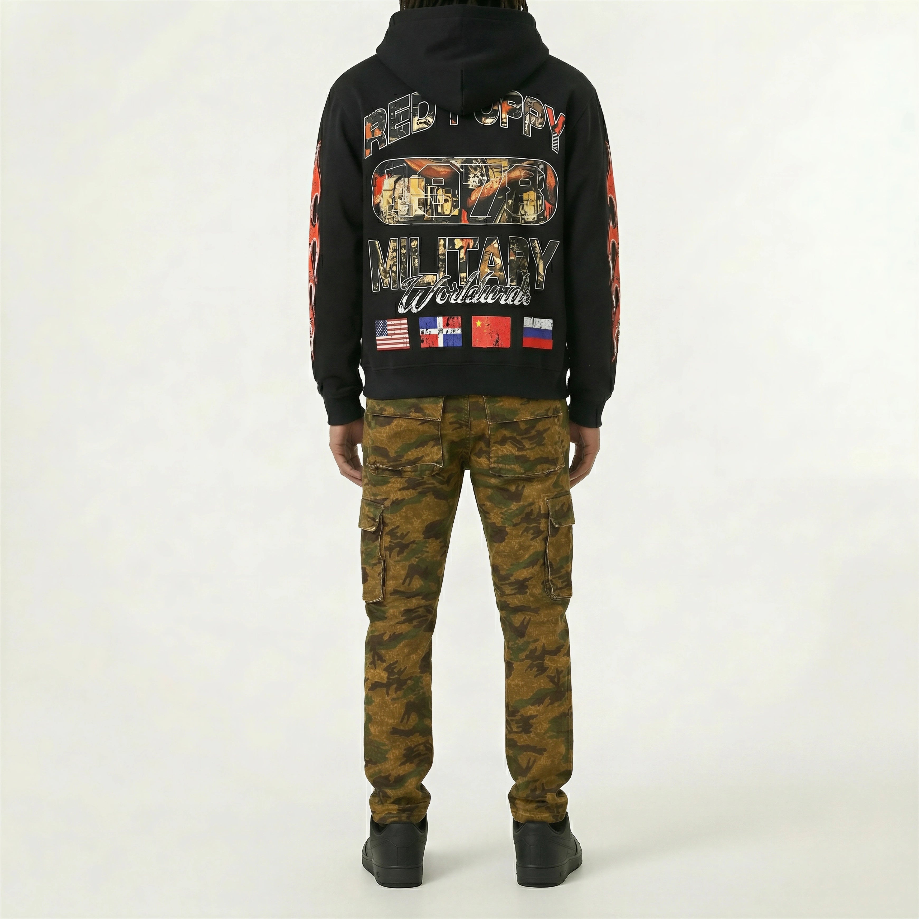 Red Poppy Skinny Denim Cargo Pants - Camouflage