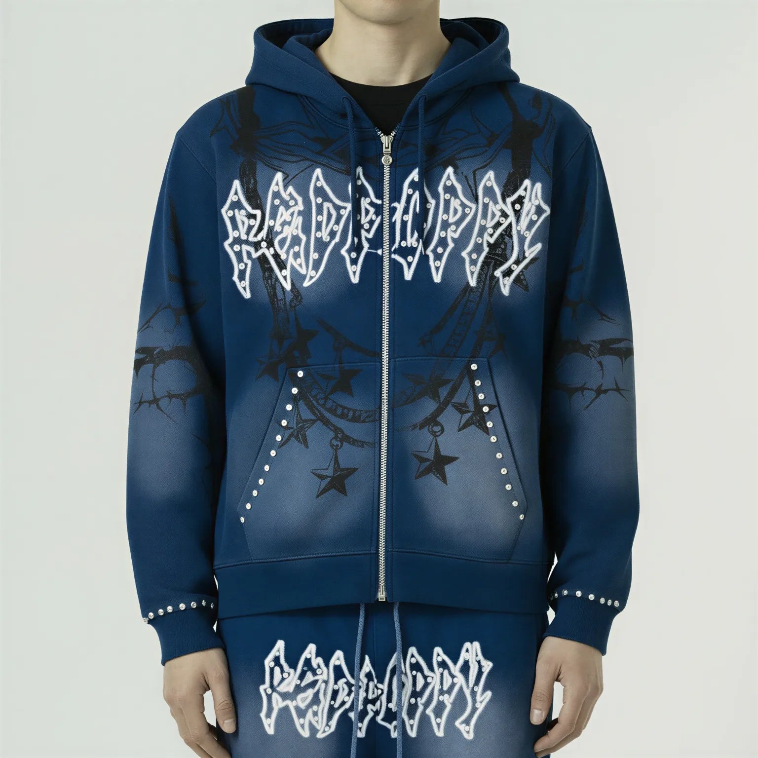Red Poppy Hoodie - Blue