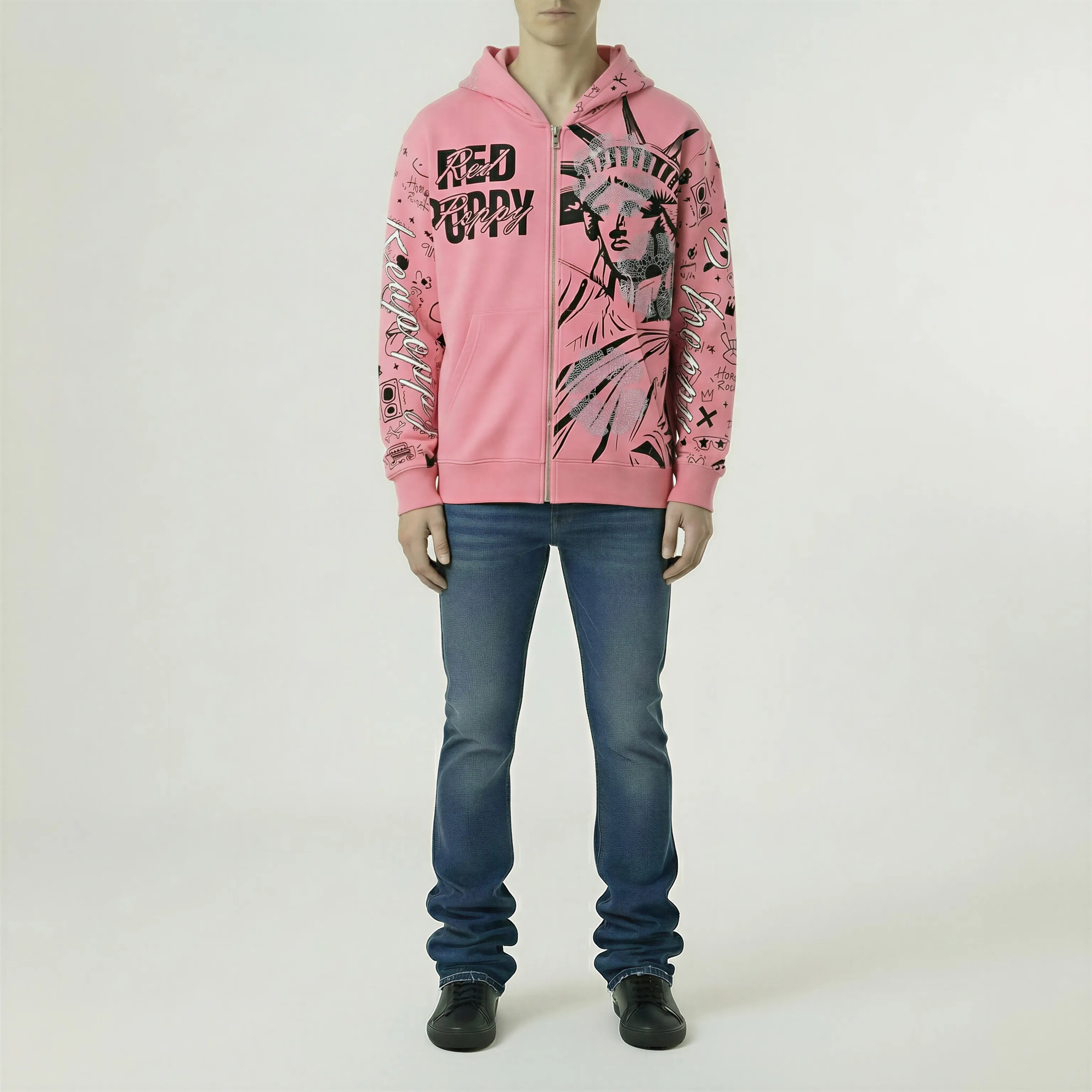 Red Poppy Liberty Hoodie - Graphic