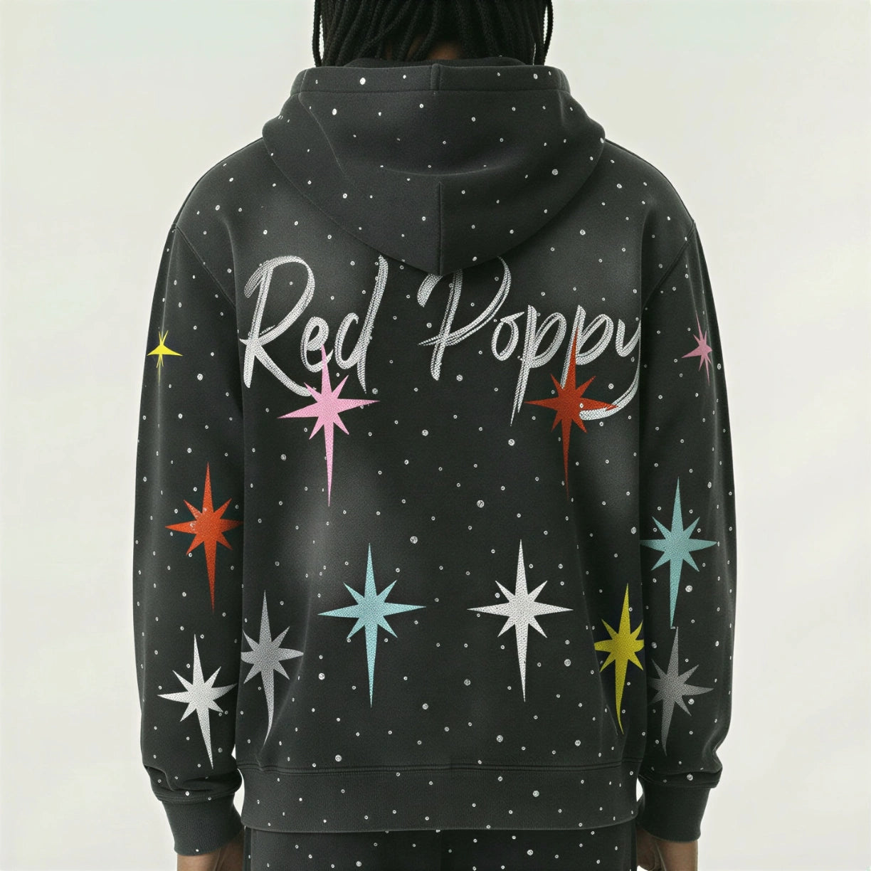 Red Poppy Hoodie - Black