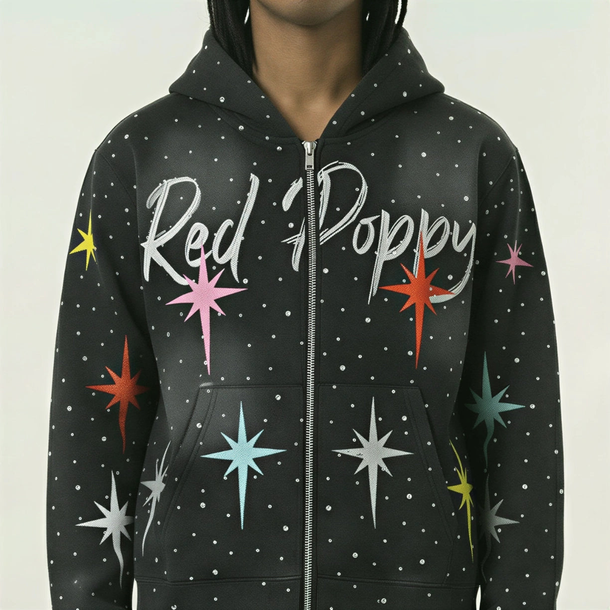 Red Poppy Hoodie - Black