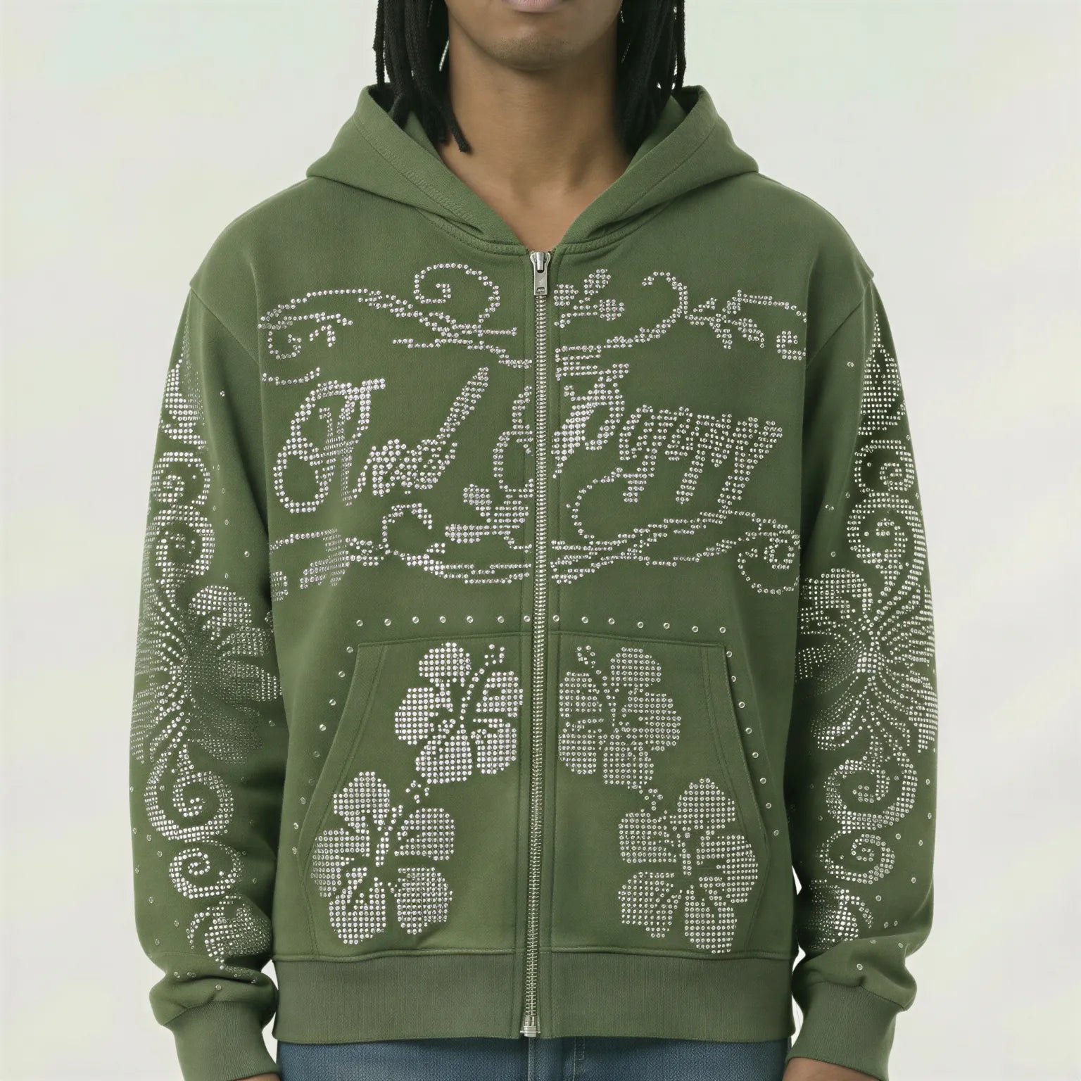 Red Poppy Hoodie - Green