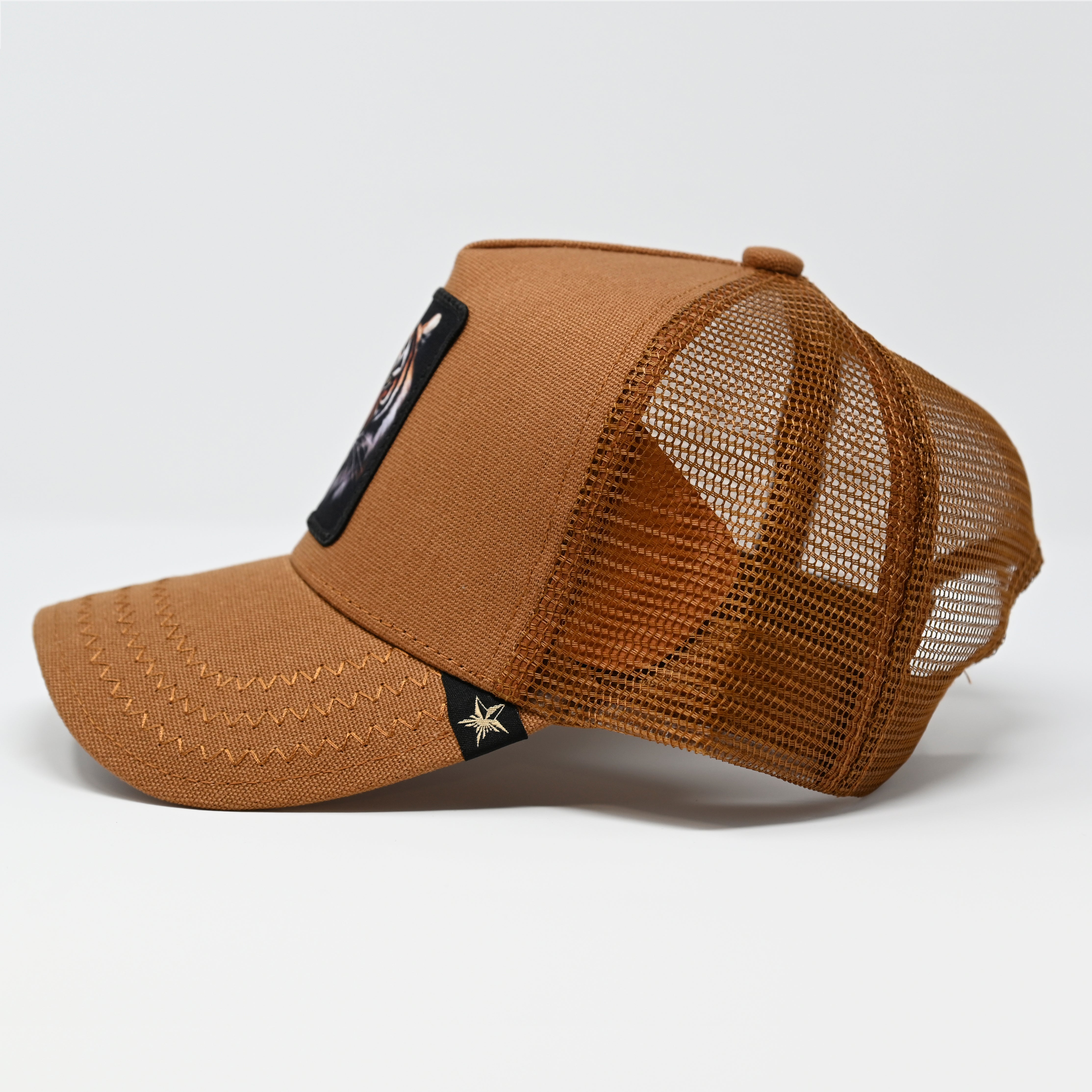 Gold Star Tiger Trucker Hat - Brown