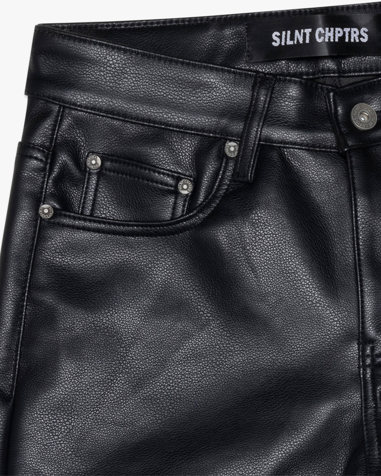 Silnt Chptrs Cuero Jeans - Stacked Black Leather