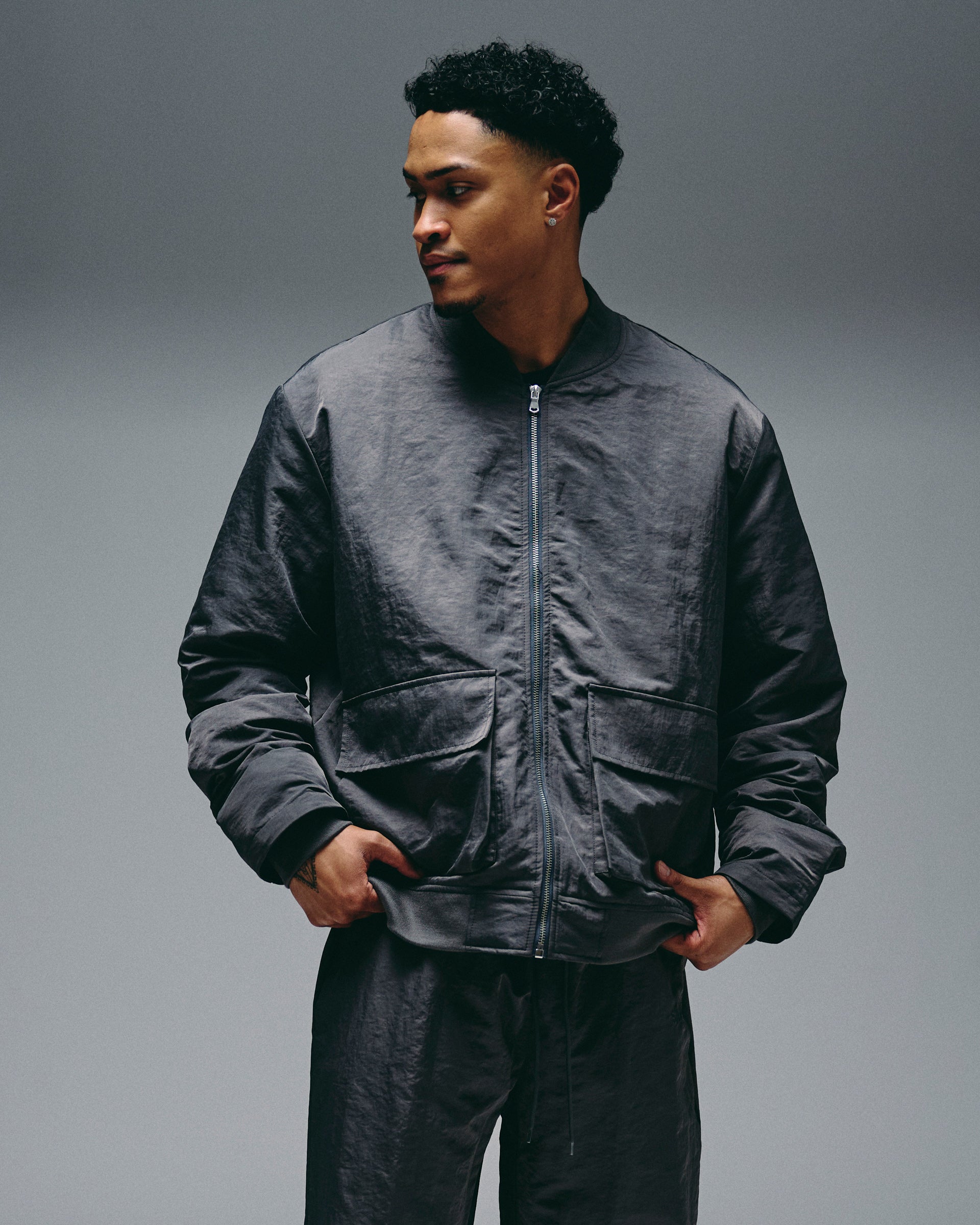 Silnt Chptrs "Coach" Bomber Jacket - Gray