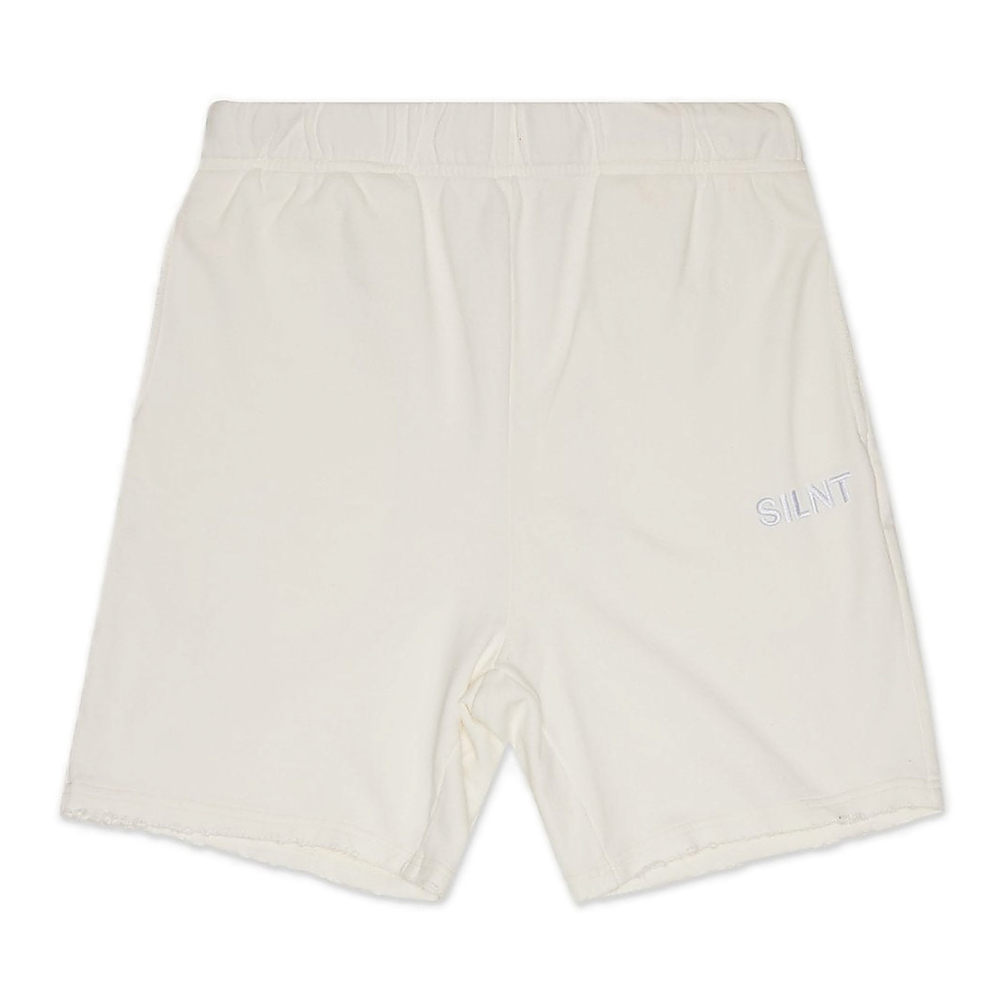 Silnt Chptrs Ripped Men's Shorts - White Color