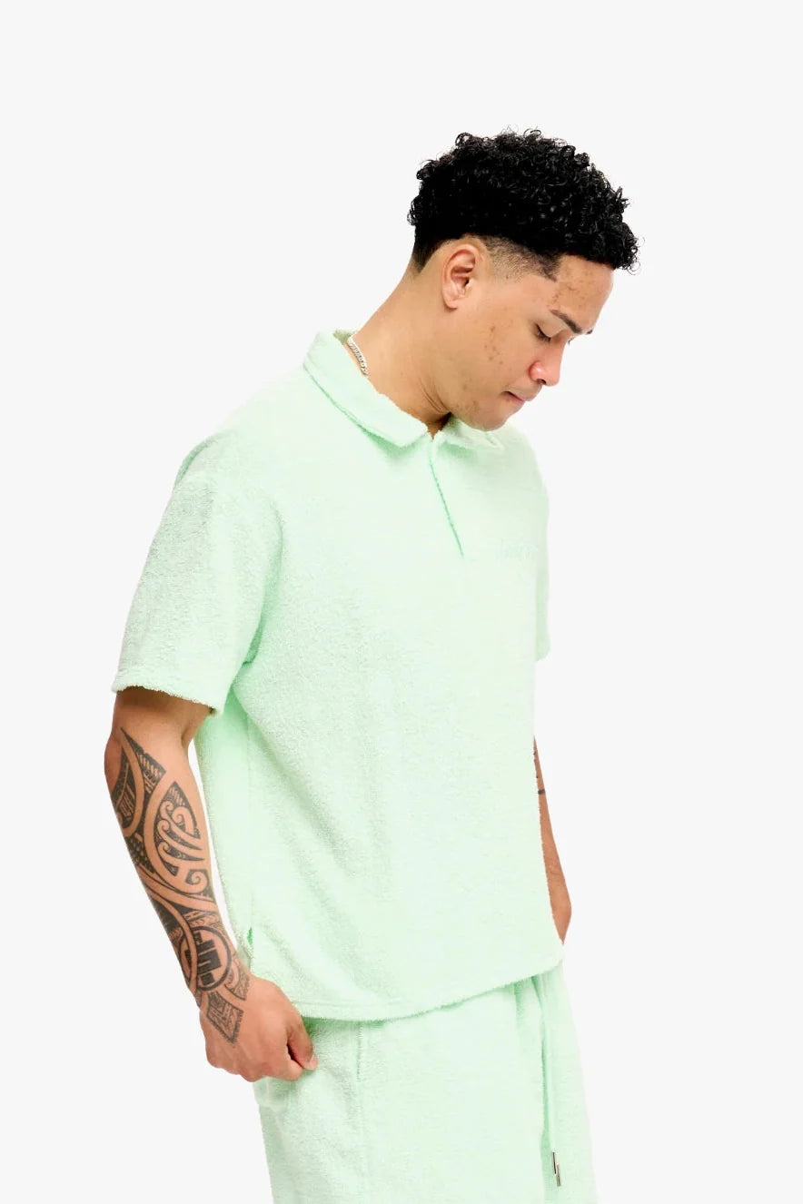 Silnt Chptrs Terry Polo Shirt - Textured