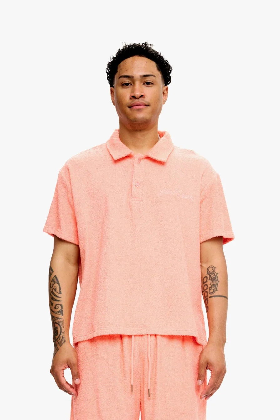 Silnt Chptrs Rose Collar Polo Shirt - Terry Texture