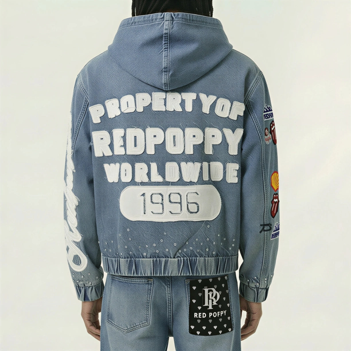 Red Poppy Denim Jacket