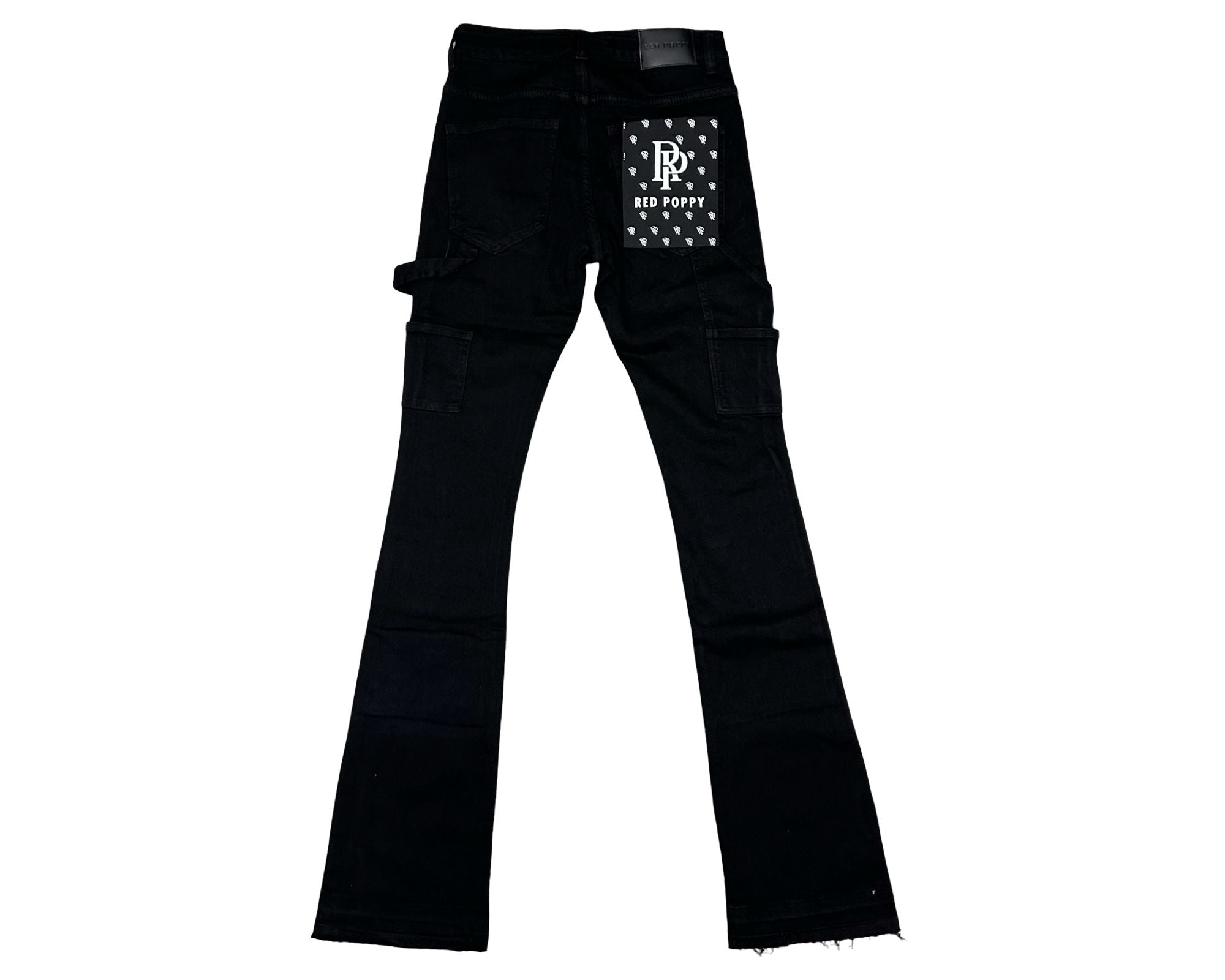 Red Poppy Stacked Flare Fit Women's Jeans - Black