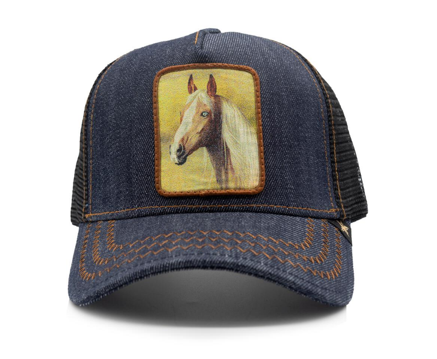 Gold Star Horse Trucker Hat - Blue