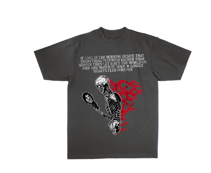 Lonely Hearts Club "Burning Desire Premium" T-Shirt - Charcoal