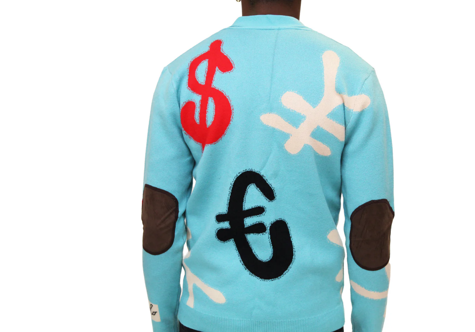 Richwierdo Cashmere Currency Cardigan - Light Blue