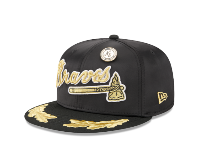 Men's Atlanta Braves New Era Black 2025 59FIFTY Day Gold Leaf 59FIFTY Fitted Hat