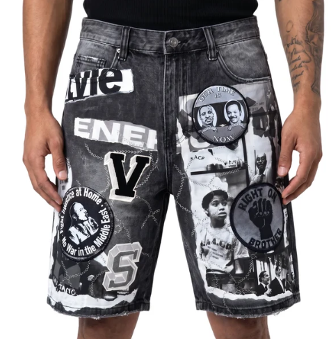 Vicious Denim - Printed Artwork Denim Shorts – All Over Print