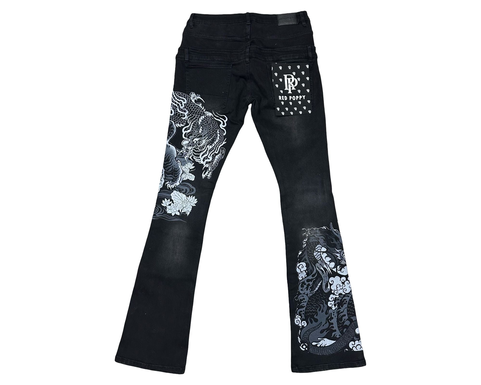 Red Poppy Men's Stacked Flare Fit Jeans - Black wash