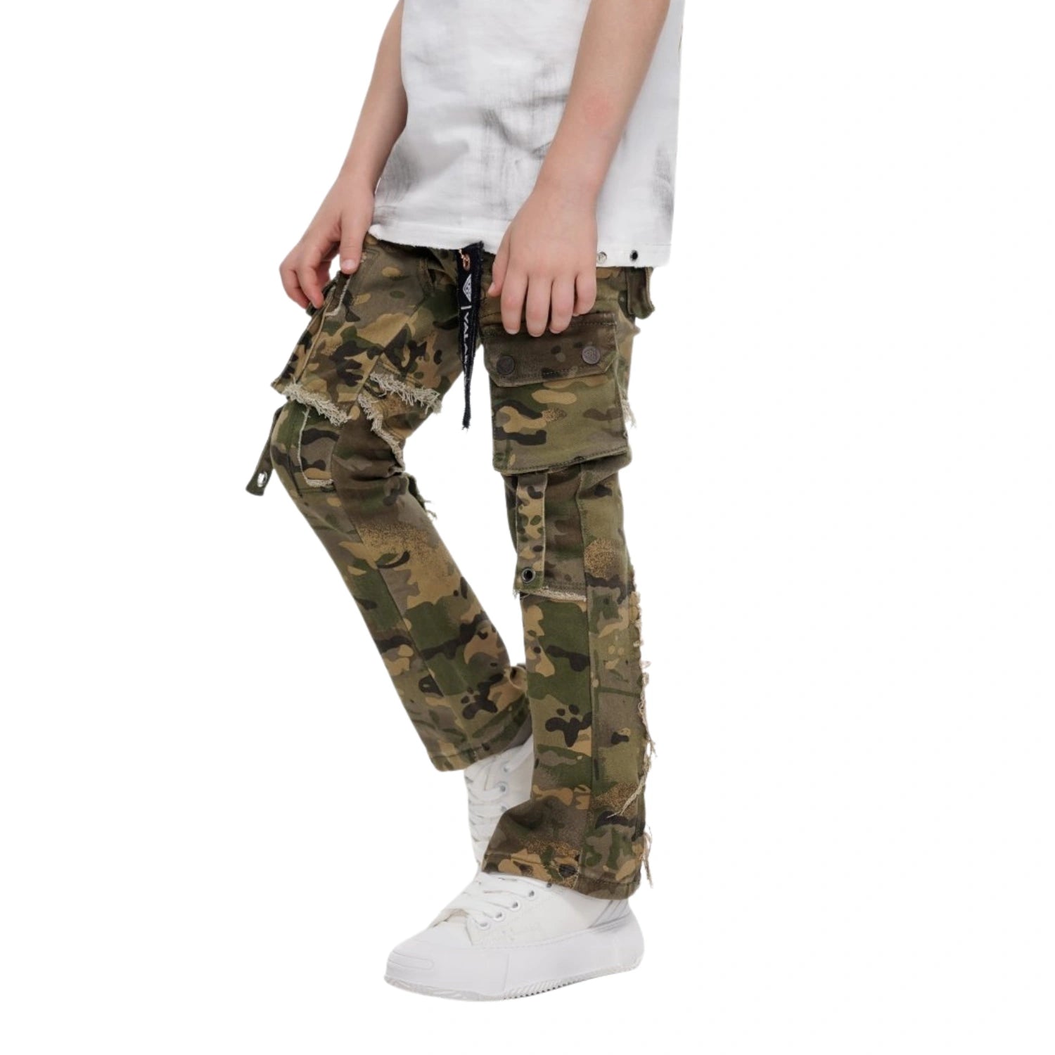 Valabasas Canteen Stacked Denim Cargos Youth Cargo Pants - Camouflage Feature