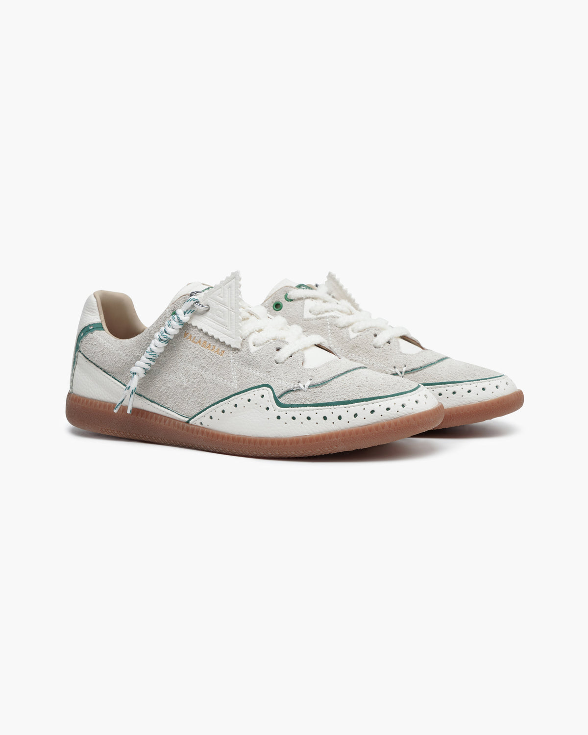 Valabasas Braided Sneakers - Perforated Creme/Green