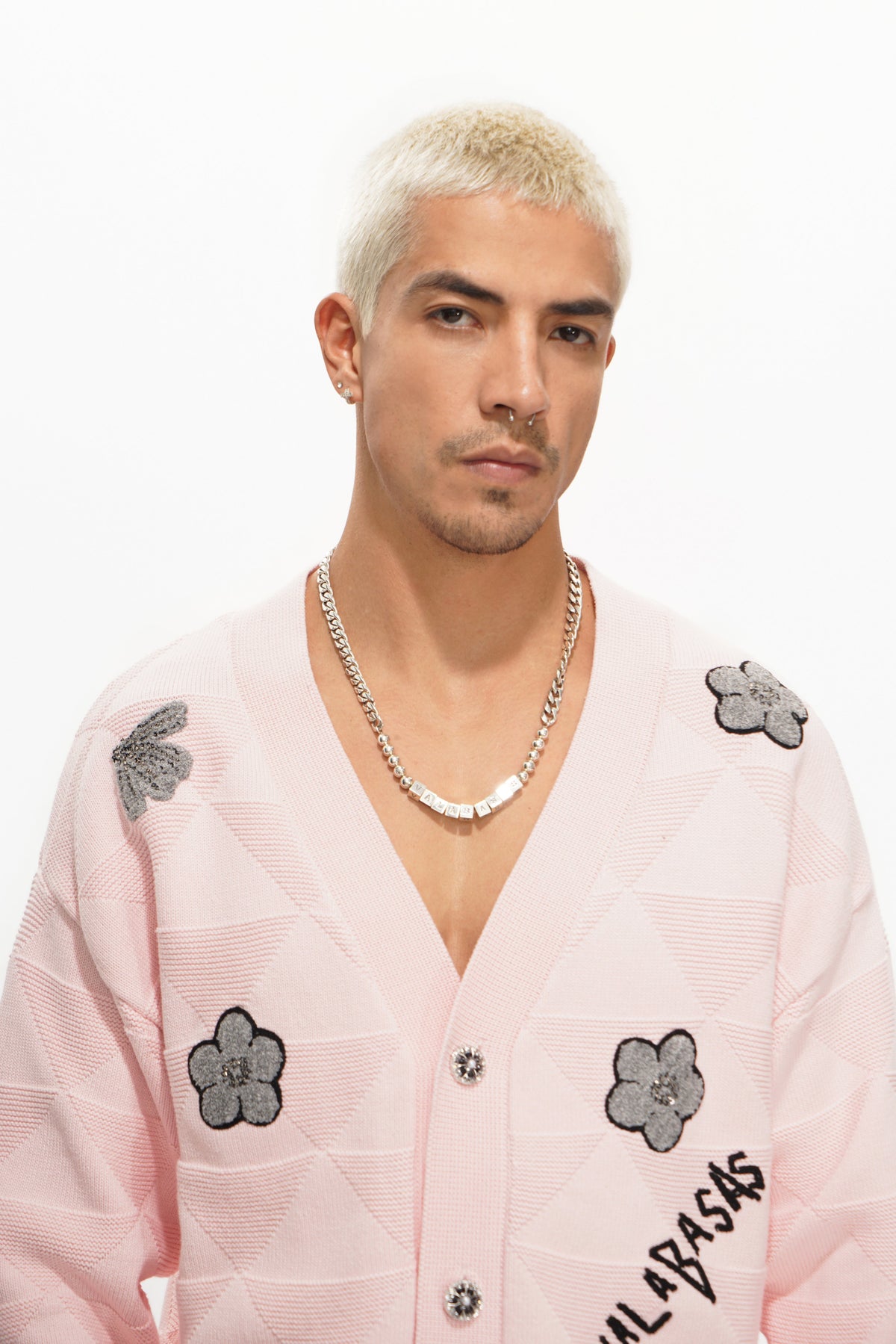Valabasas Floral Sweater - Embroidered Pink