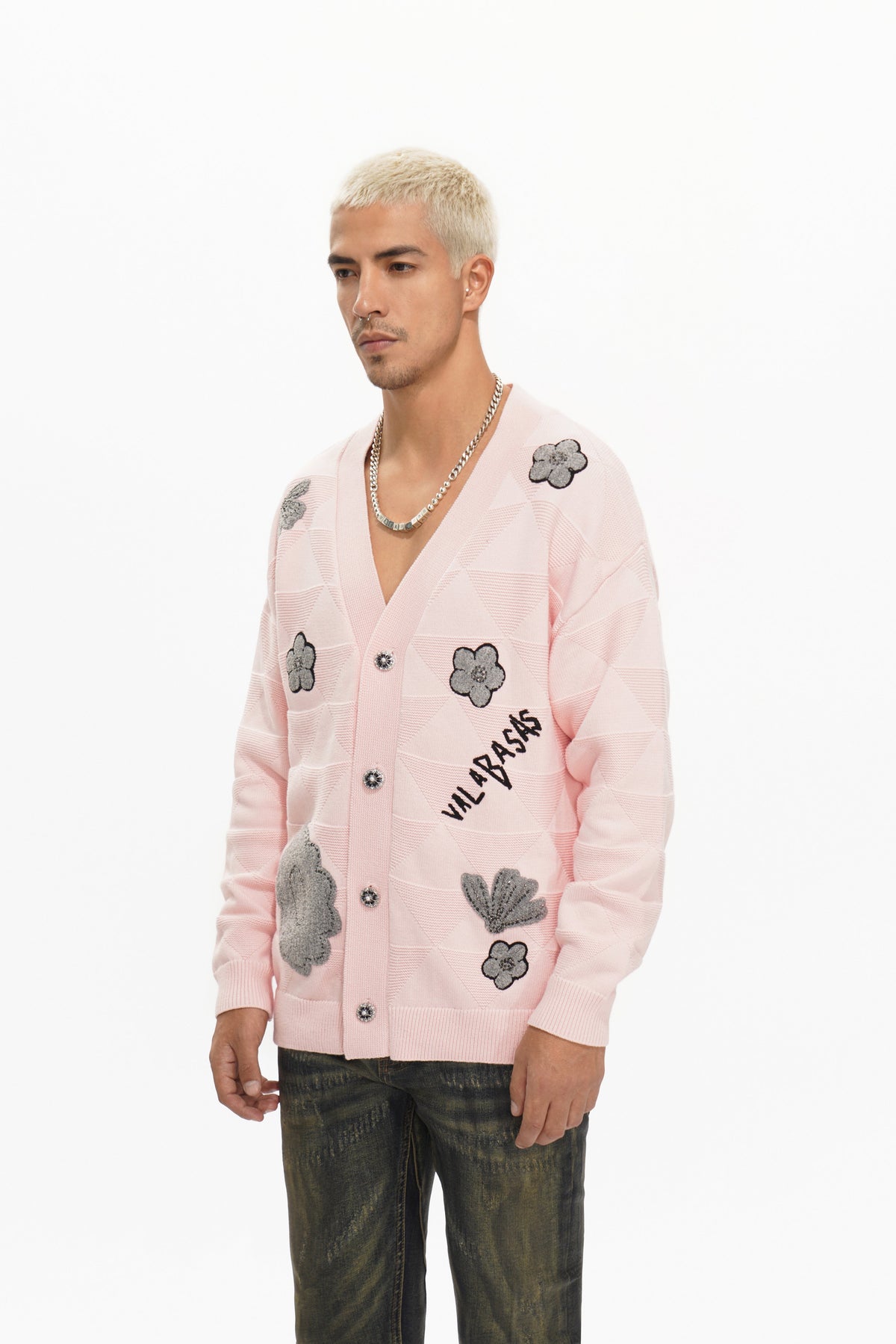 Valabasas Floral Sweater - Embroidered Pink