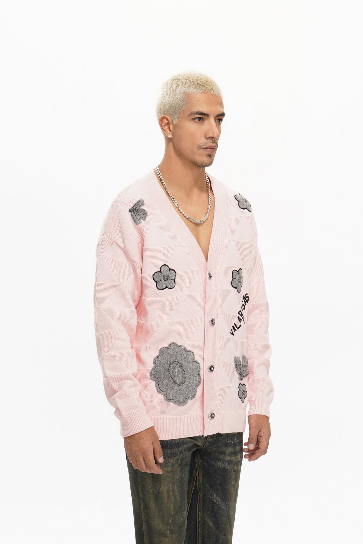 Valabasas Floral Sweater - Embroidered Pink