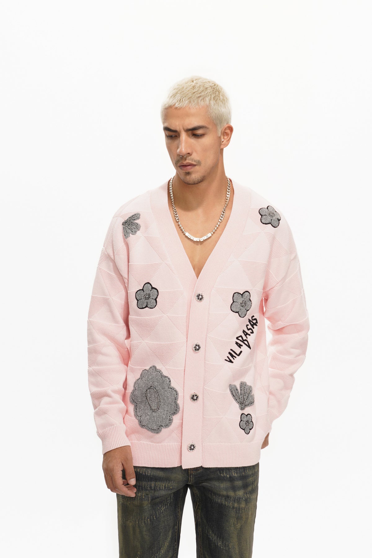 Valabasas Floral Sweater - Embroidered Pink