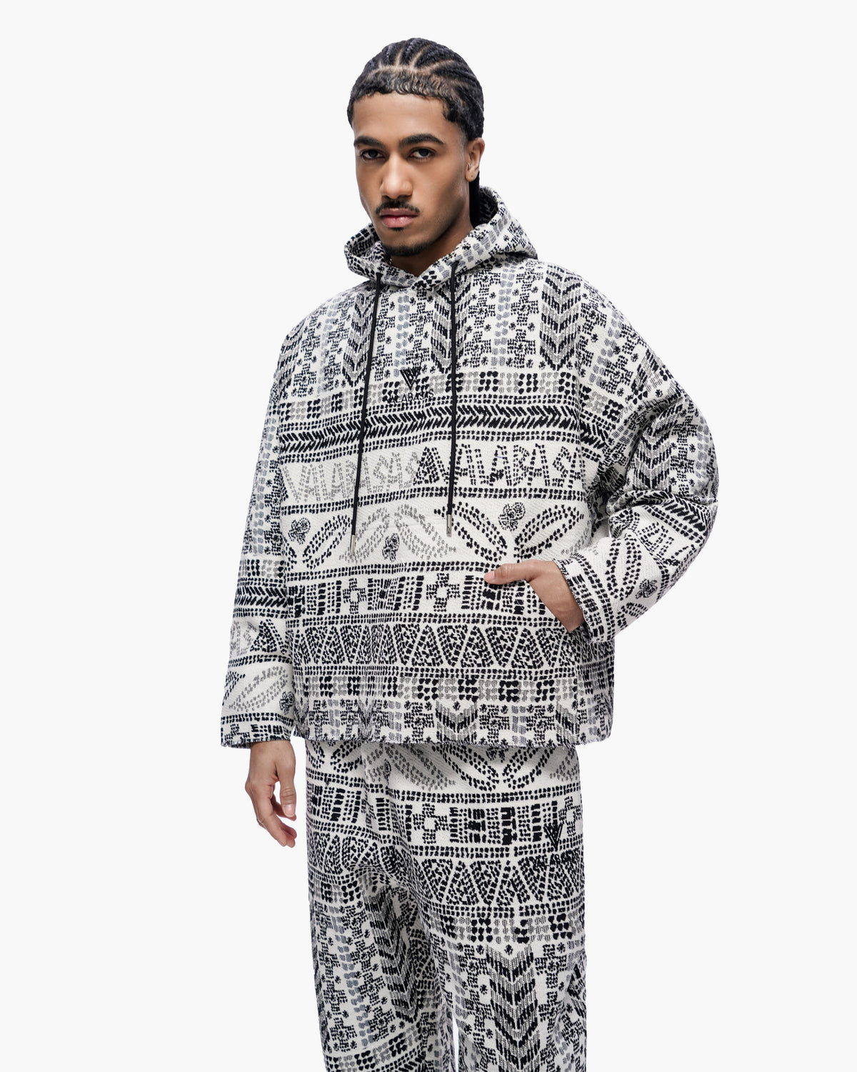 Valabasas Tundra Hoodie - Woven Pattern White