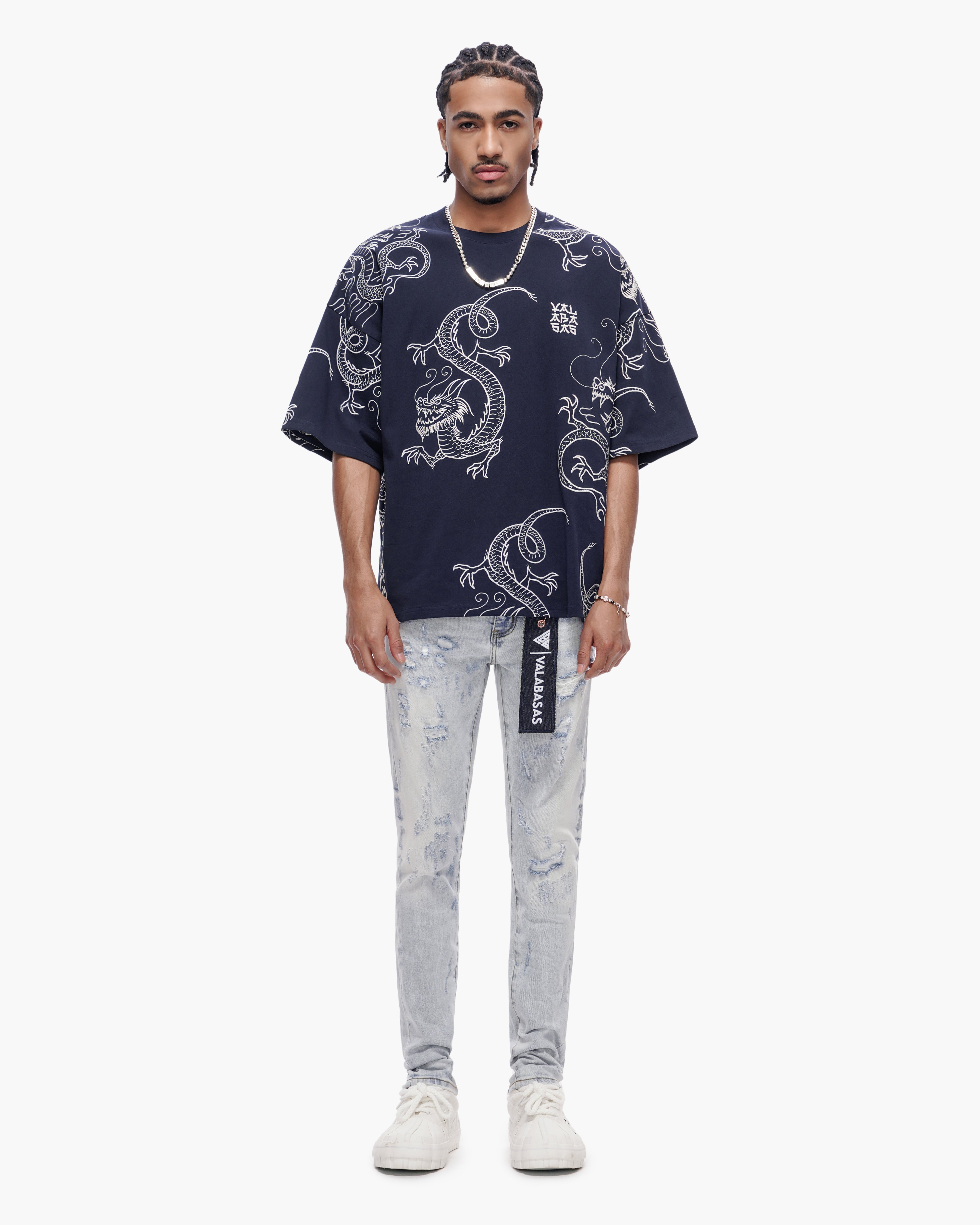 Valabasas Patch Jeans - Skinny Fit Light Blue Wash