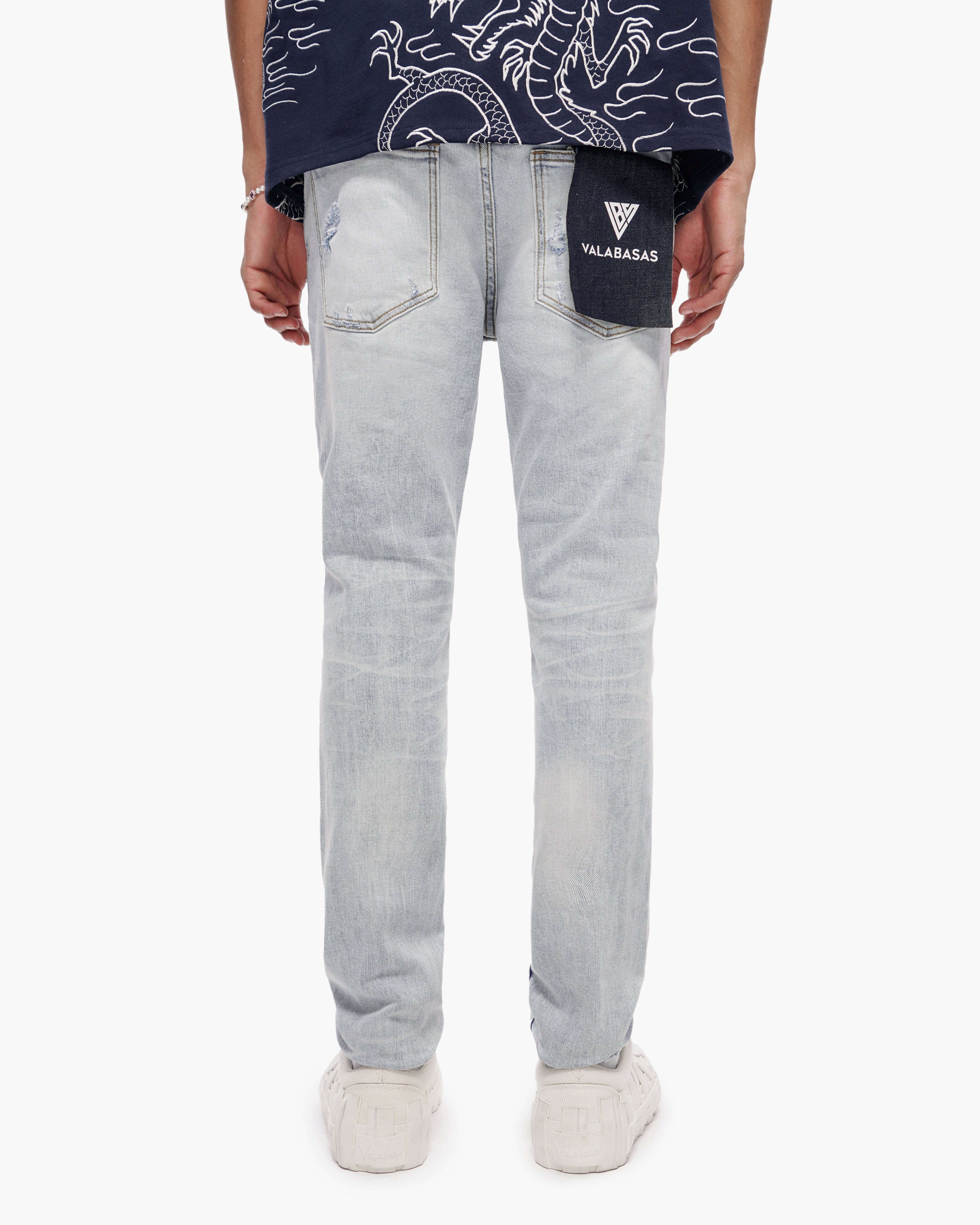Valabasas Patch Jeans - Skinny Fit Light Blue Wash