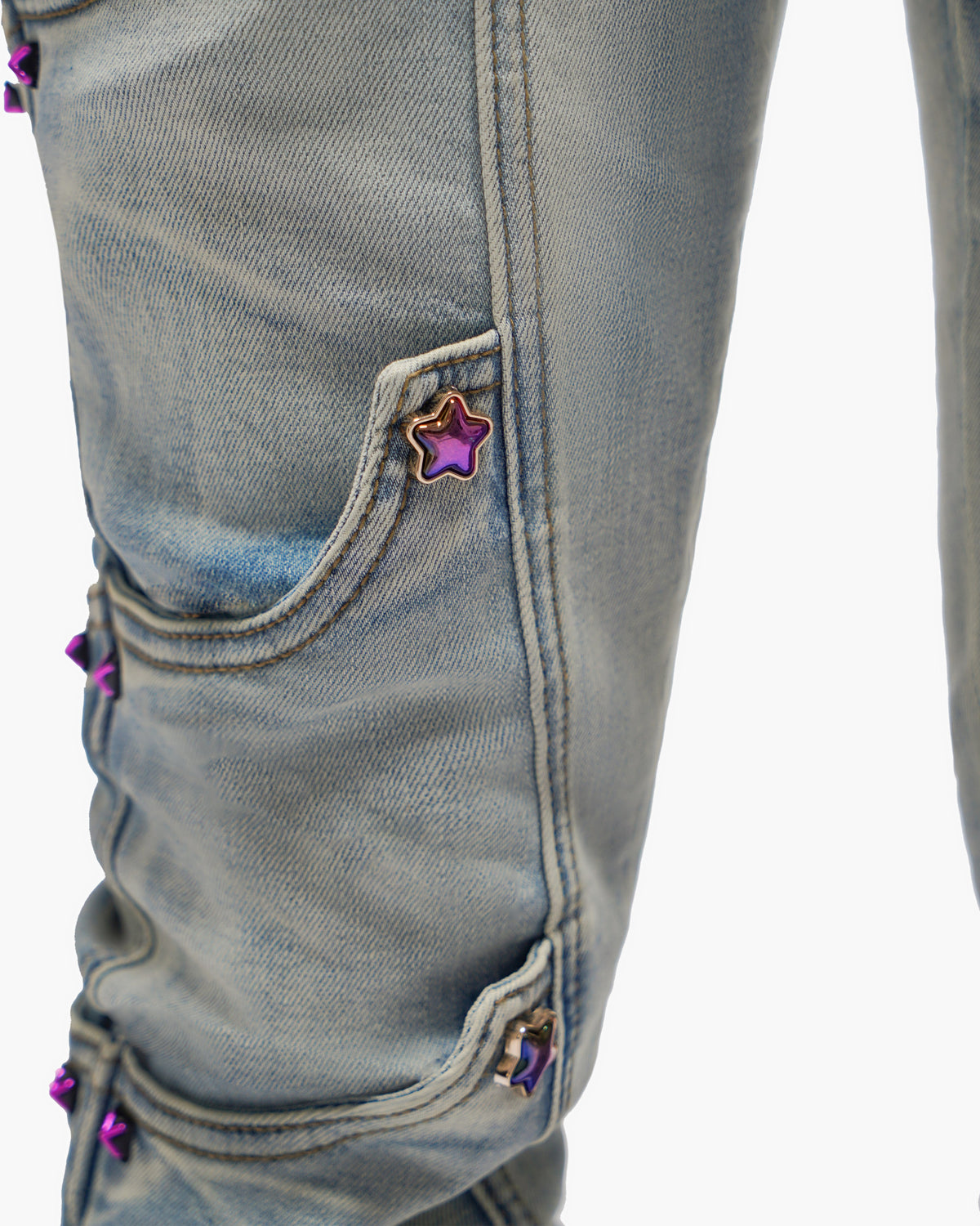 Valabasas Star Jeans - Stacked Light Blue Wash