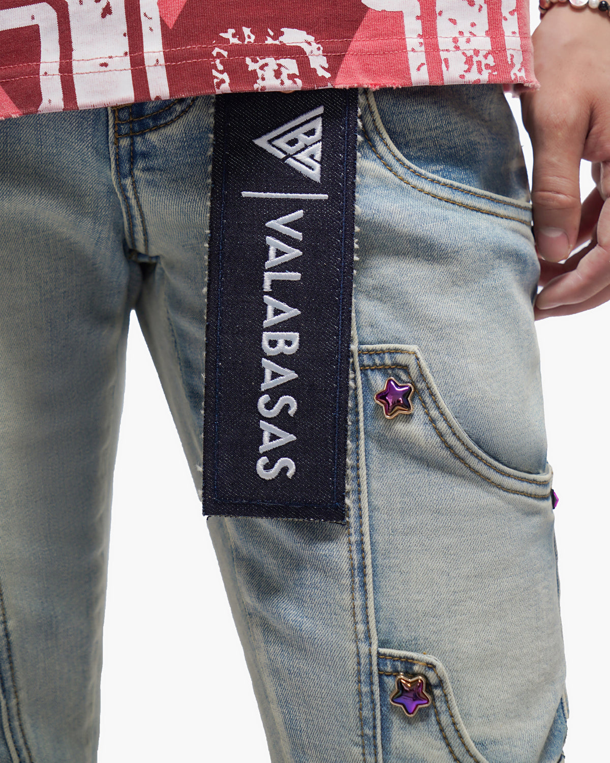 Valabasas Star Jeans - Stacked Light Blue Wash