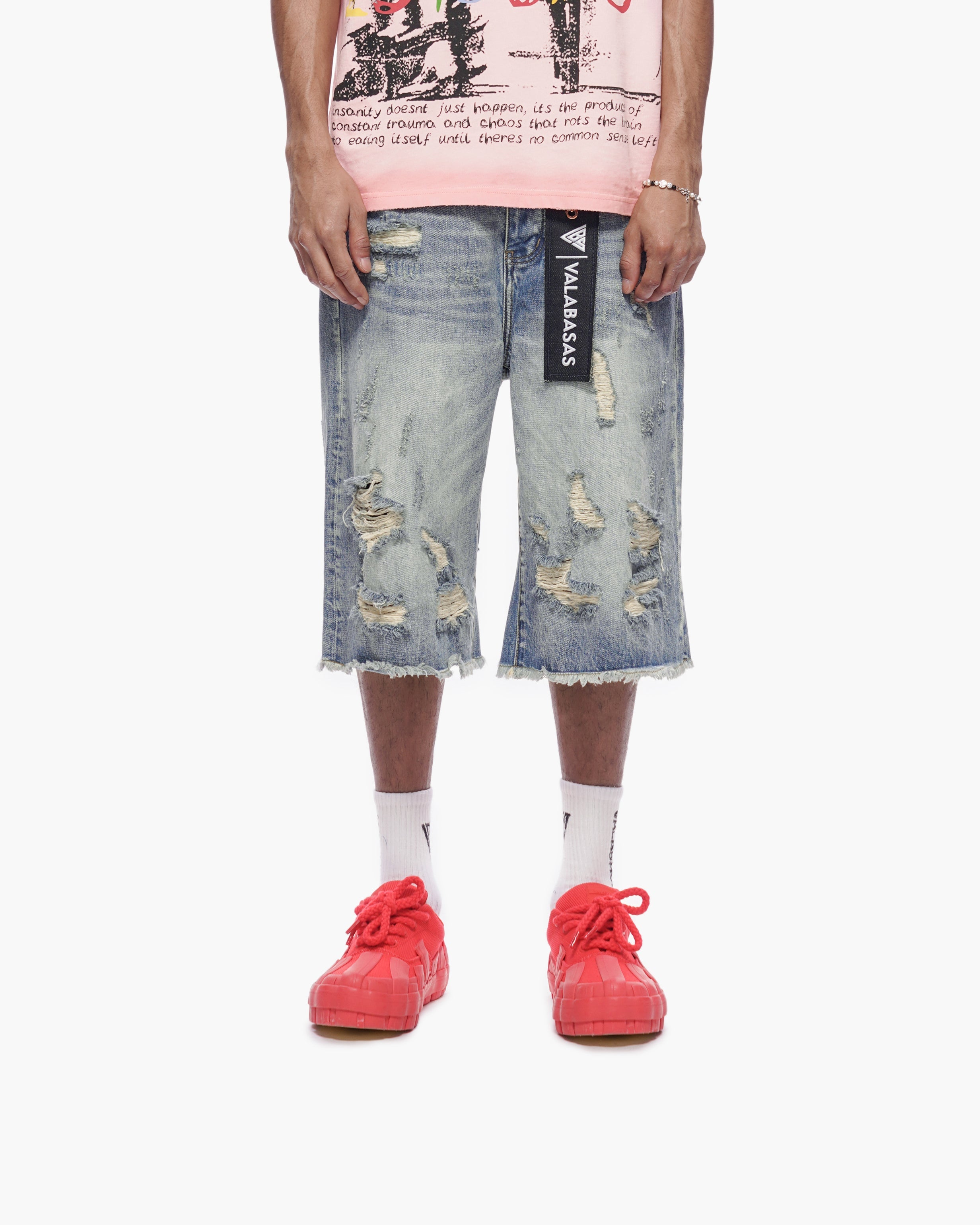 Valabasas Frayed Denim Shorts - Distressed