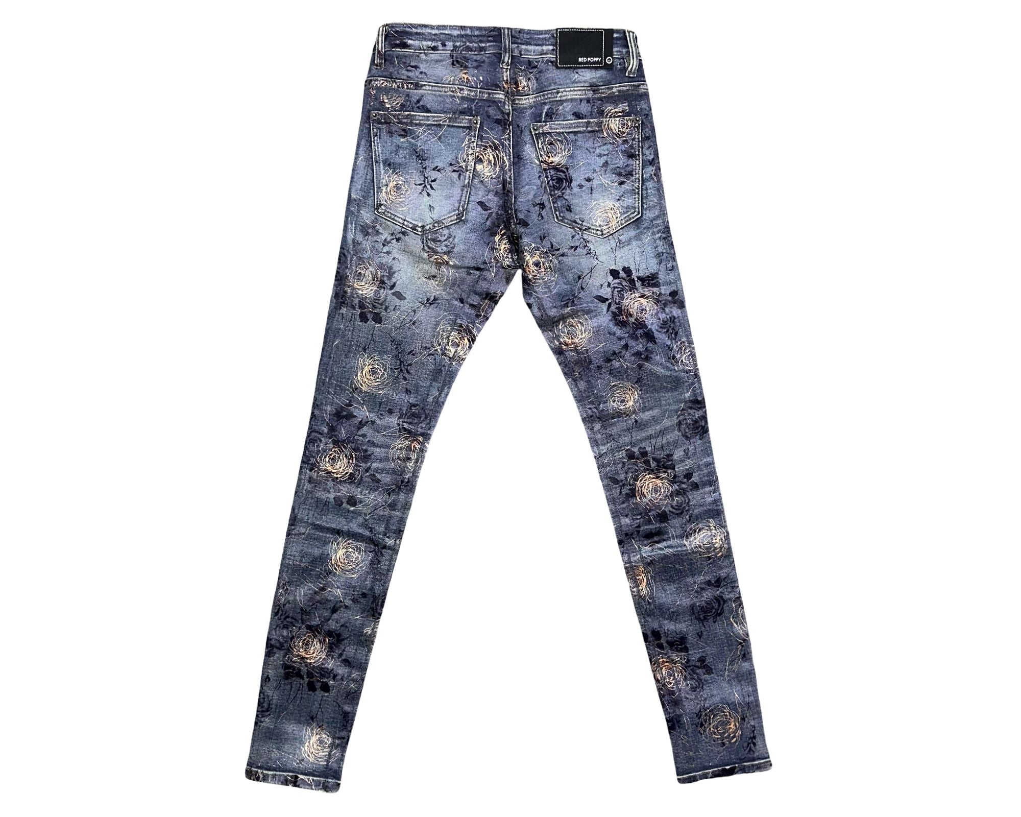 Red Poppy Men's Blue Waxed wash Jeans